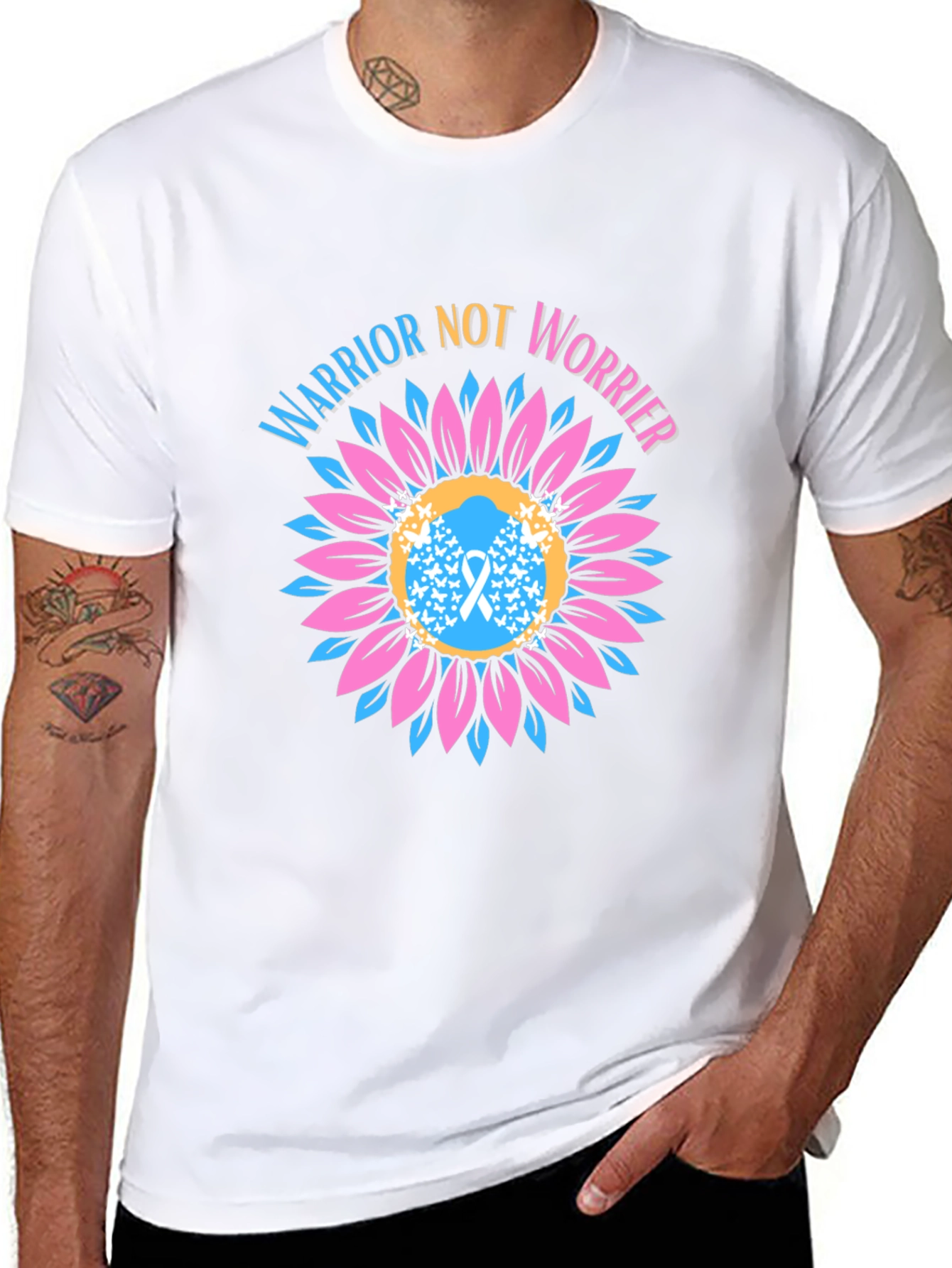 Warrior Not Worrier Sunflower Graphic T-Shirt
