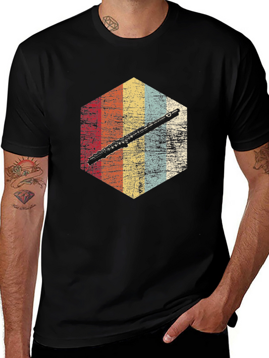 Retro Flute Graphic Tee - Musician Style Shirt