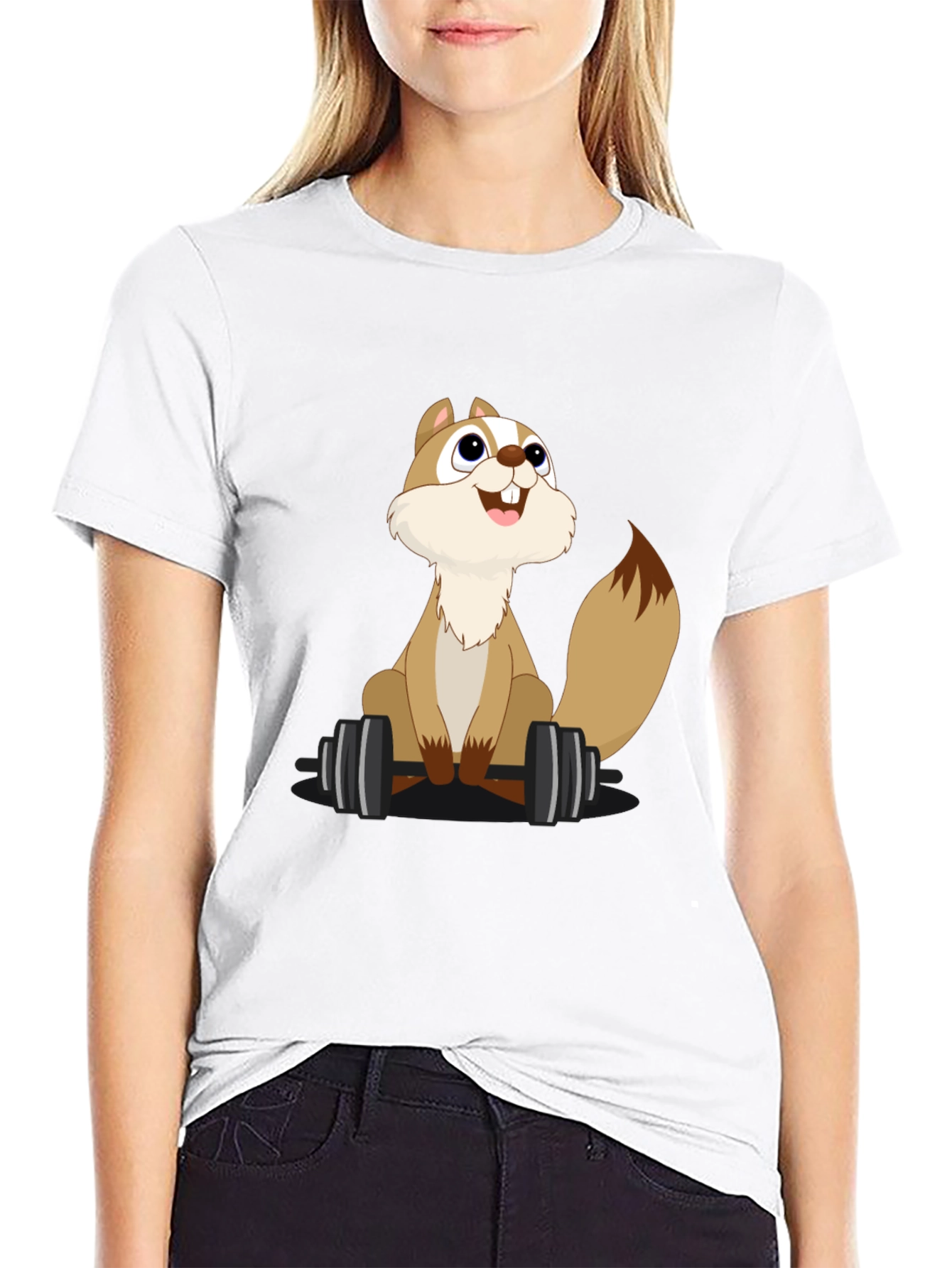 Squirrel Lifting Weights Graphic T-Shirt