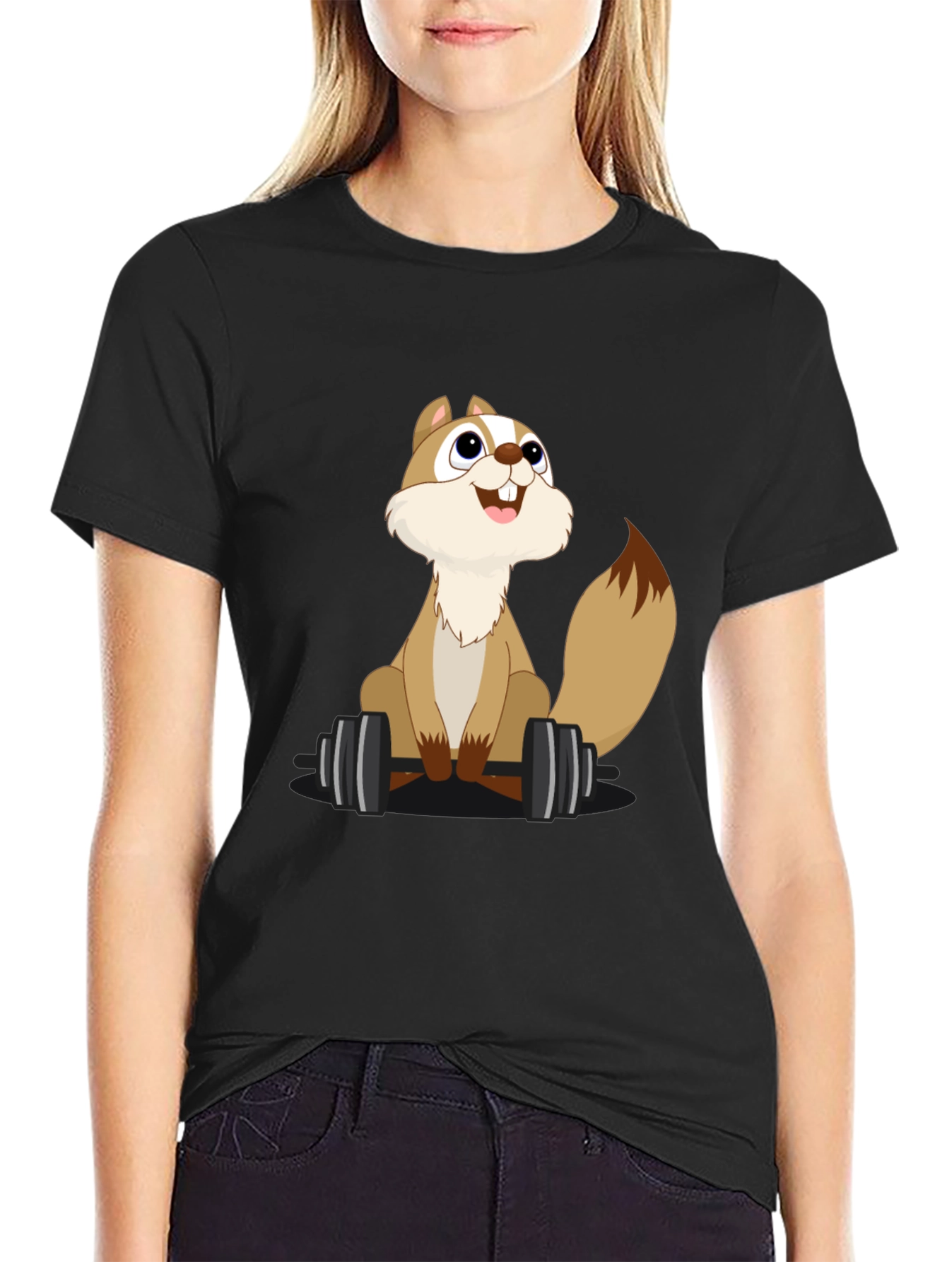 Squirrel Lifting Weights Graphic T-Shirt