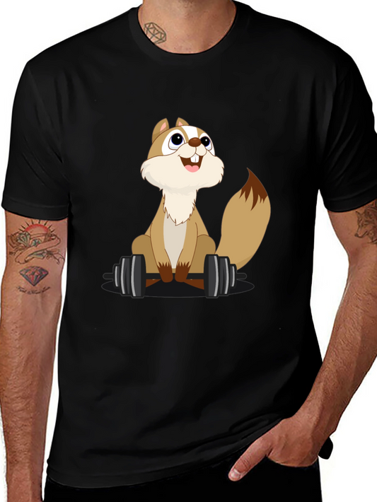 Squirrel Lifting Weights Graphic T-Shirt