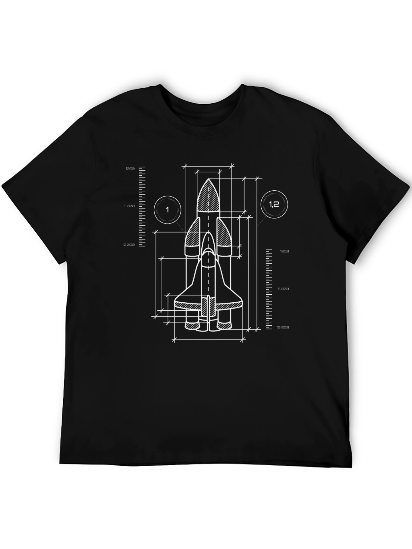 Space Shuttle Blueprint Graphic T-Shirt