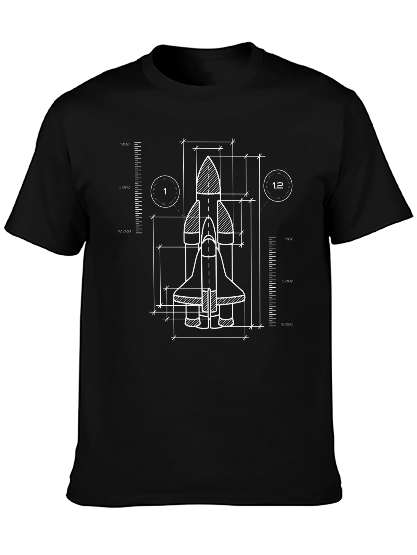 Space Shuttle Blueprint Graphic T-Shirt