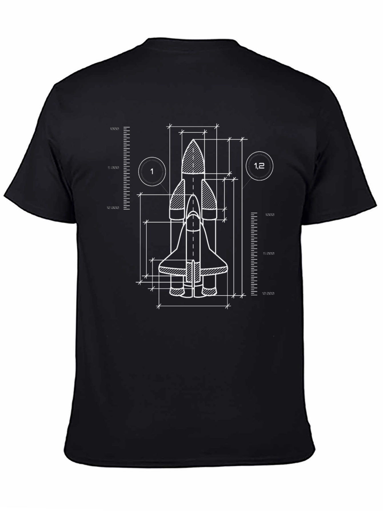 Space Shuttle Blueprint Graphic T-Shirt