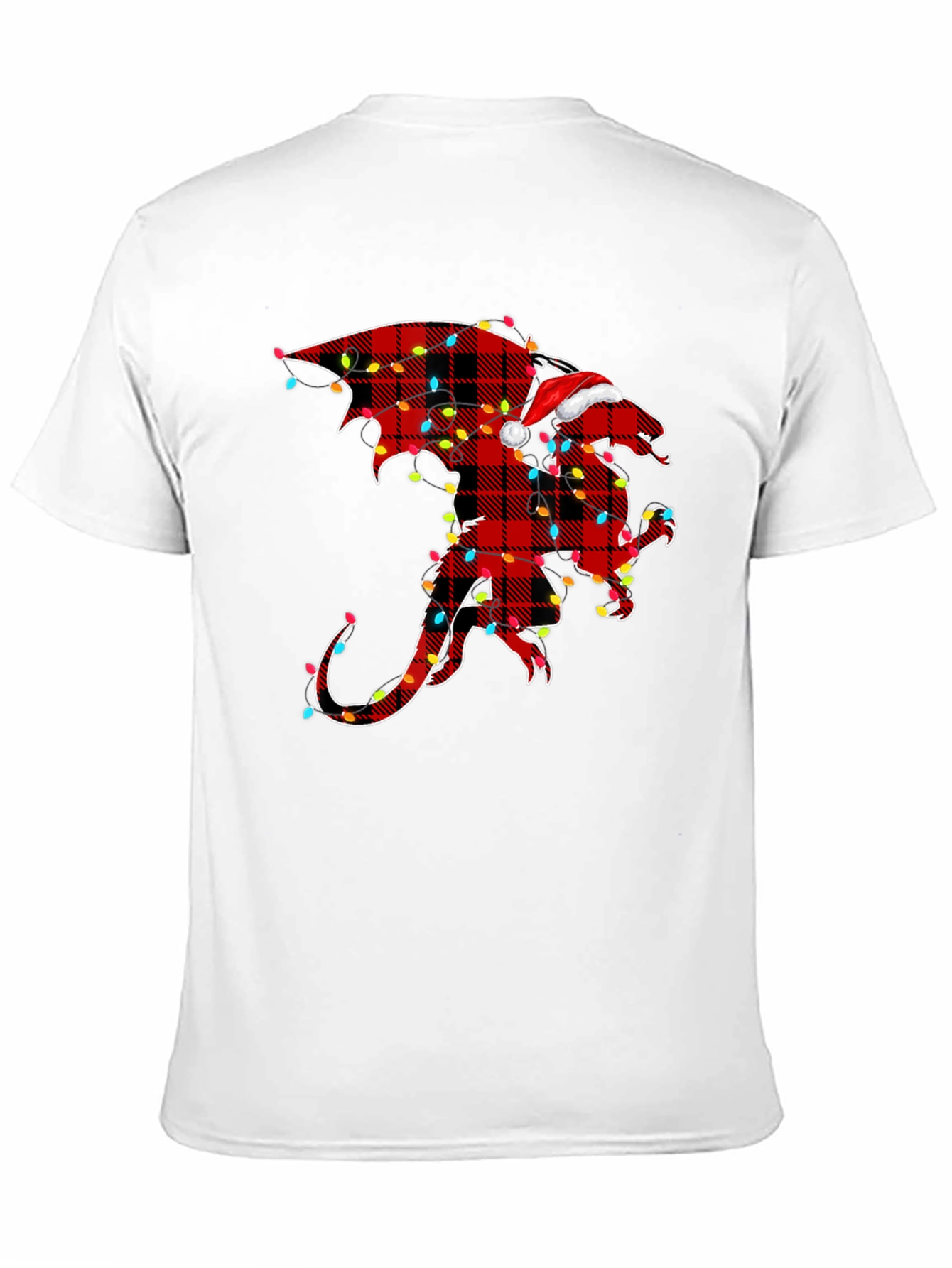 Plaid Dragon with Santa Hat Graphic Tee