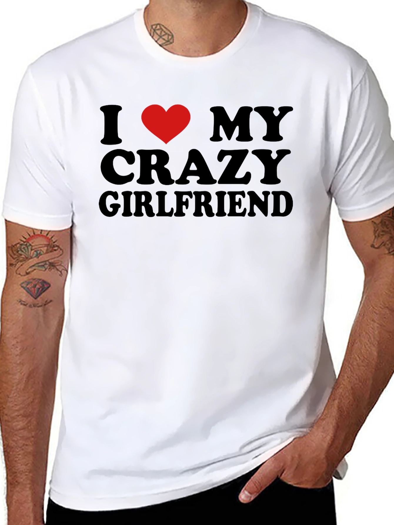 I Heart My Crazy Girlfriend Mens Black T-Shirt