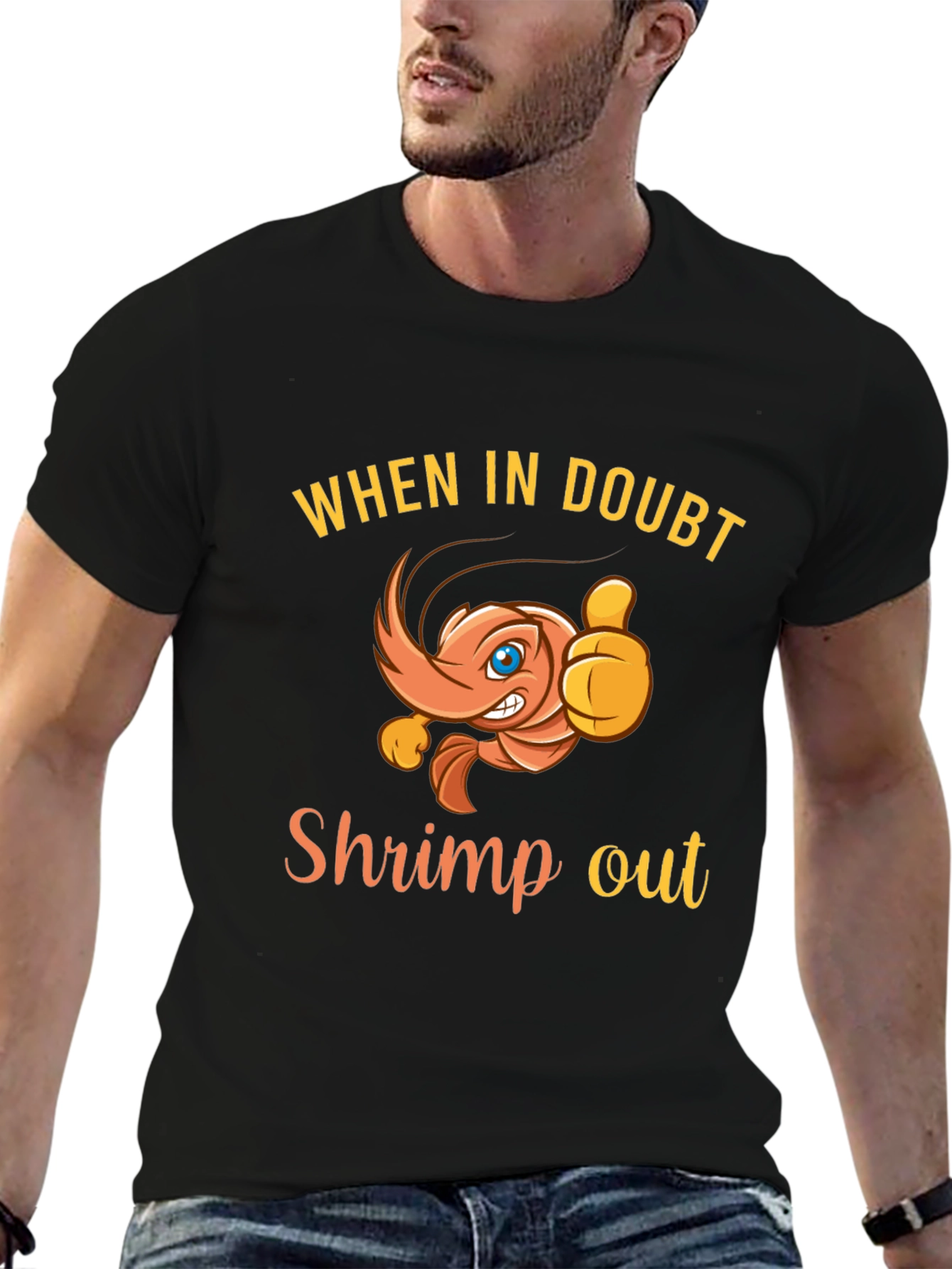 When in Doubt Shrimp Out Black T-Shirt