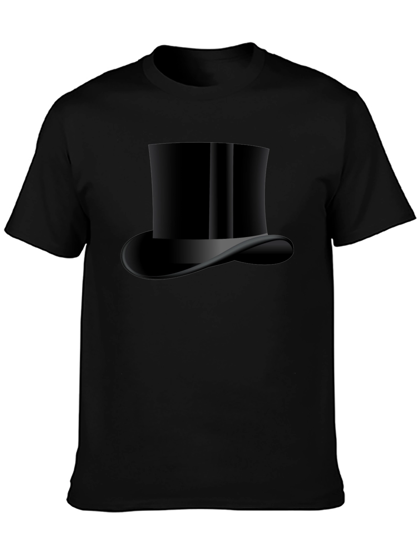 Mens Black Top Hat Graphic Tee - Classic Style