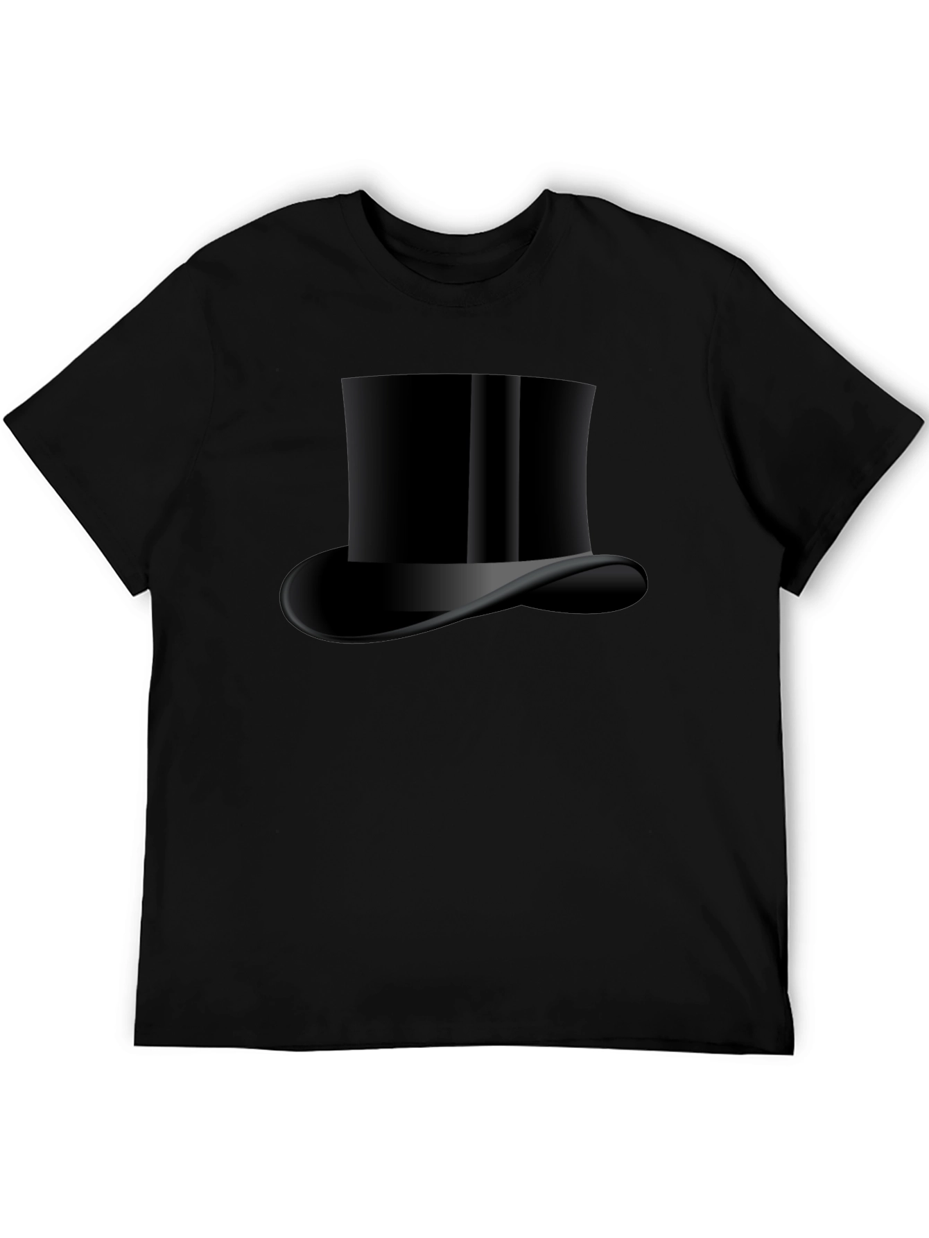 Mens Black Top Hat Graphic Tee - Classic Style