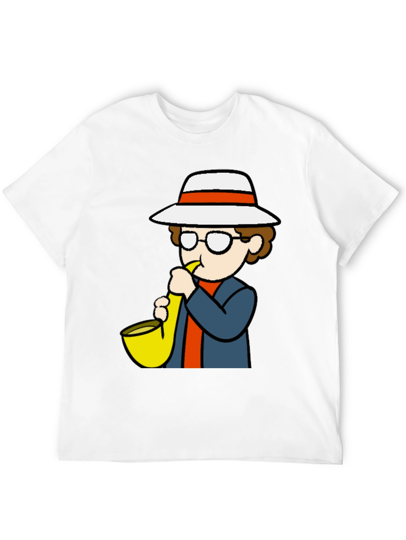 Cartoon Sax Player T-Shirt - Cool Graphic Tee