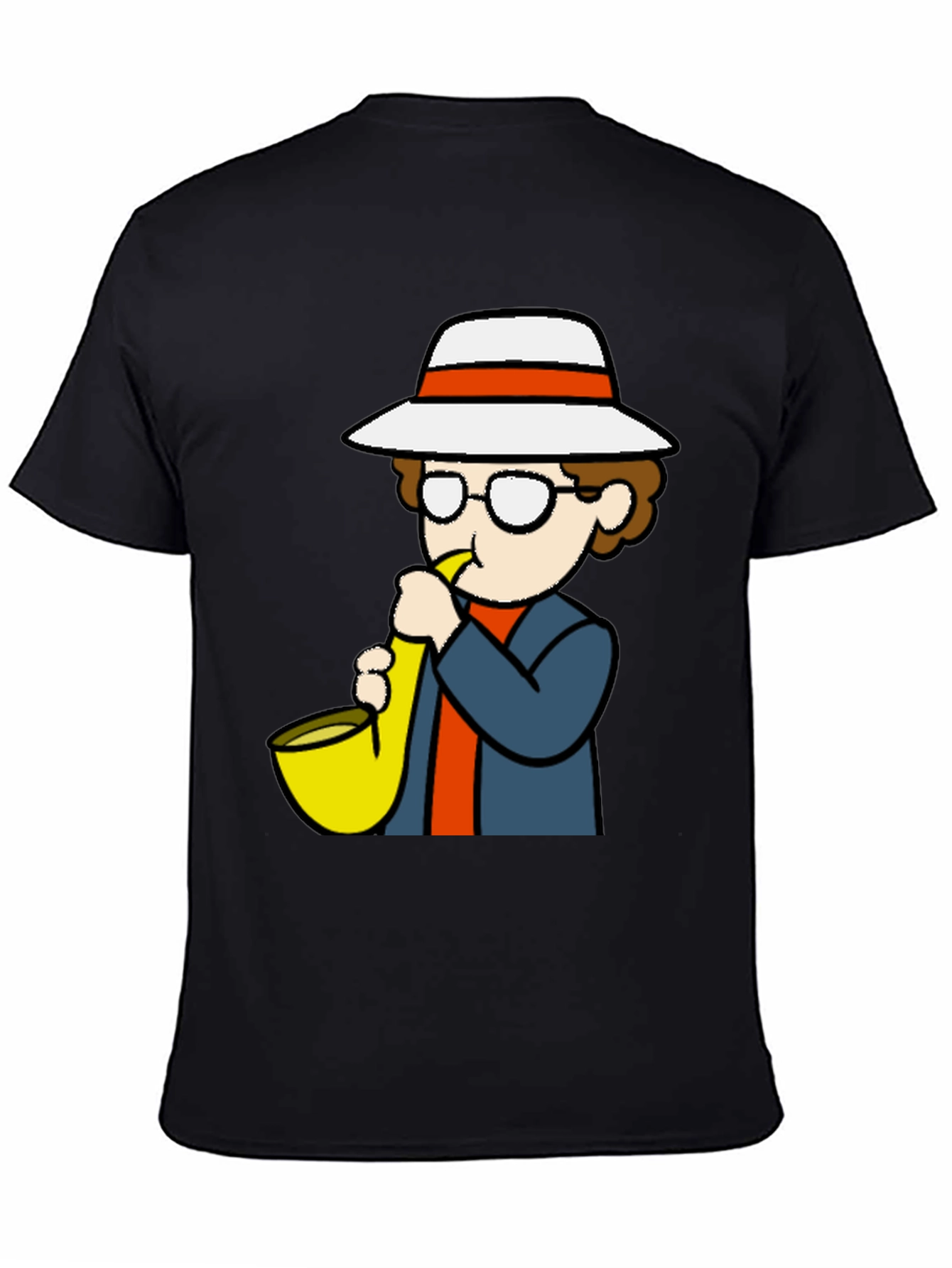 Cartoon Sax Player T-Shirt - Cool Graphic Tee