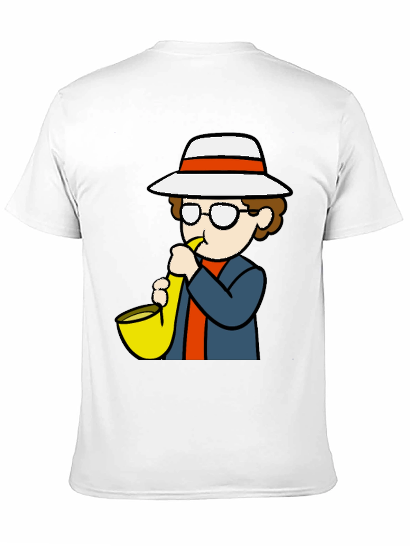 Cartoon Sax Player T-Shirt - Cool Graphic Tee