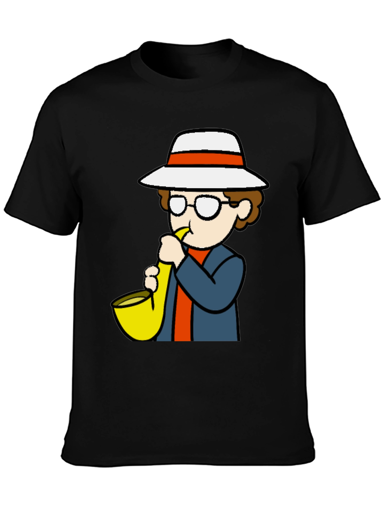 Cartoon Sax Player T-Shirt - Cool Graphic Tee