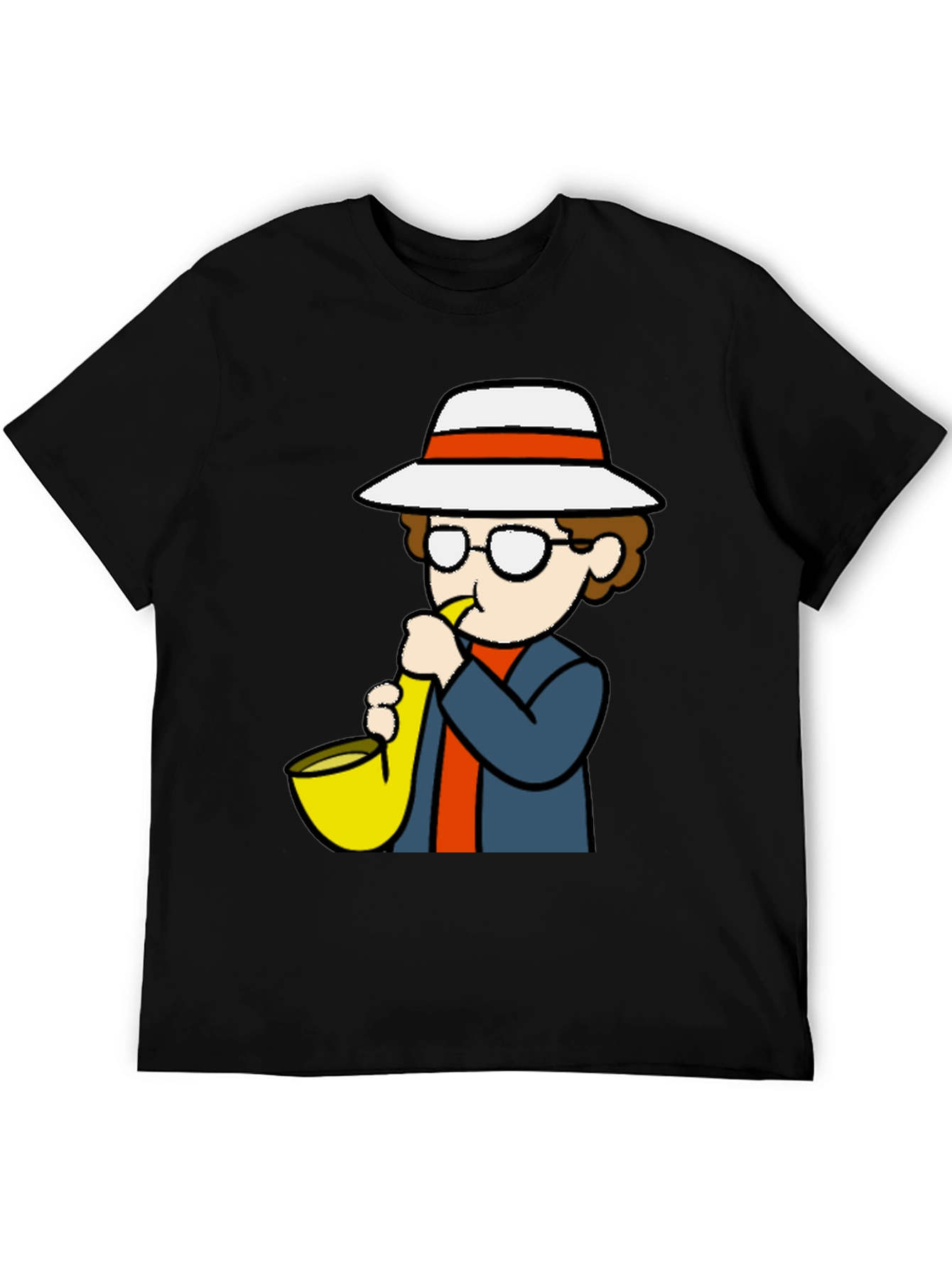 Cartoon Sax Player T-Shirt - Cool Graphic Tee