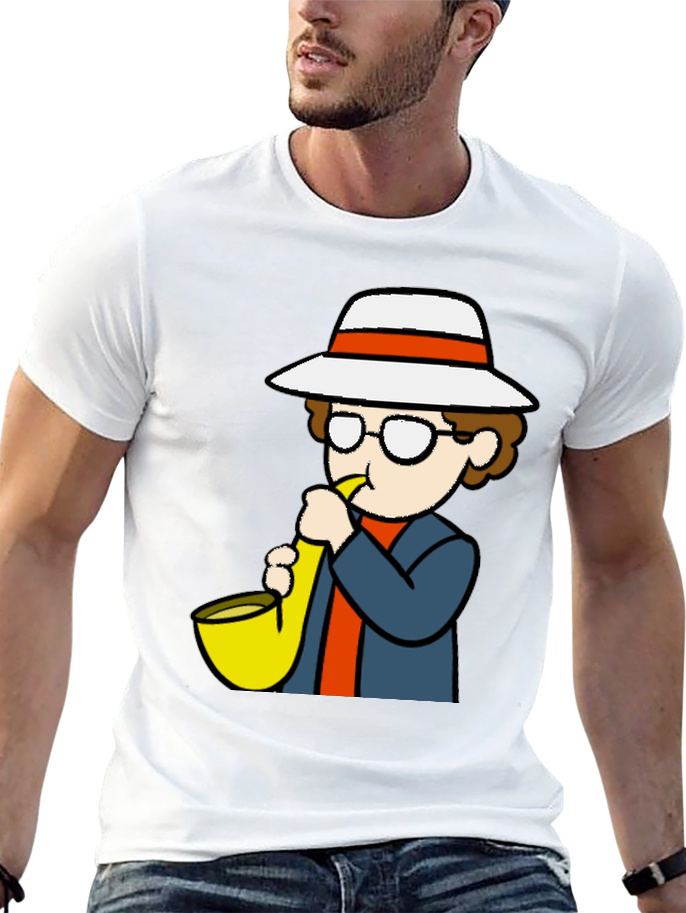 Cartoon Sax Player T-Shirt - Cool Graphic Tee