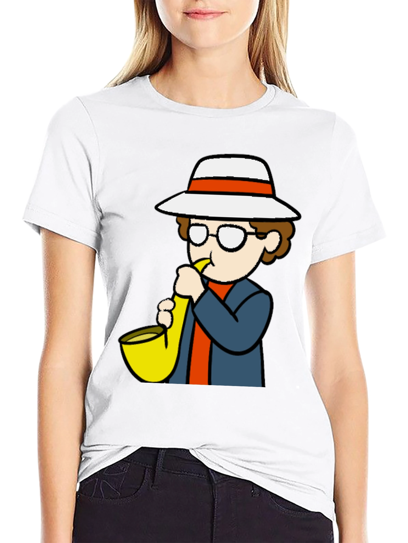 Cartoon Sax Player T-Shirt - Cool Graphic Tee