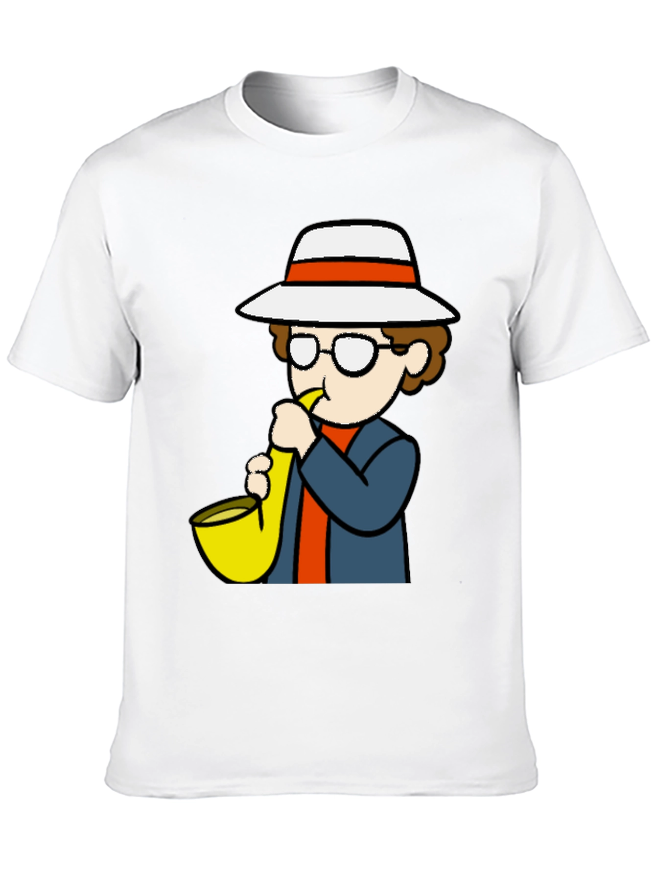 Cartoon Sax Player T-Shirt - Cool Graphic Tee