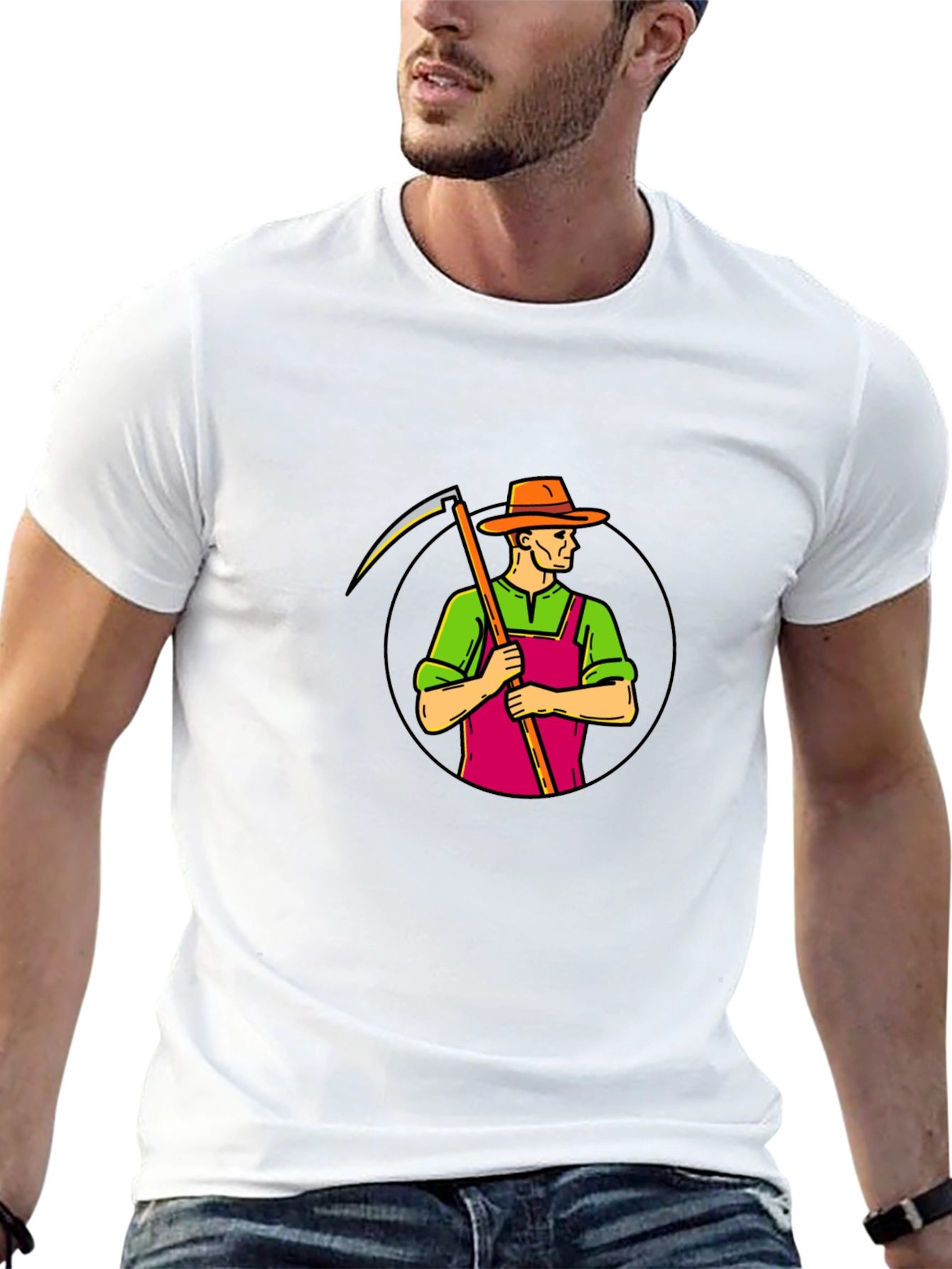 Scythe Farmer Graphic T-Shirt - Black Cotton Tee