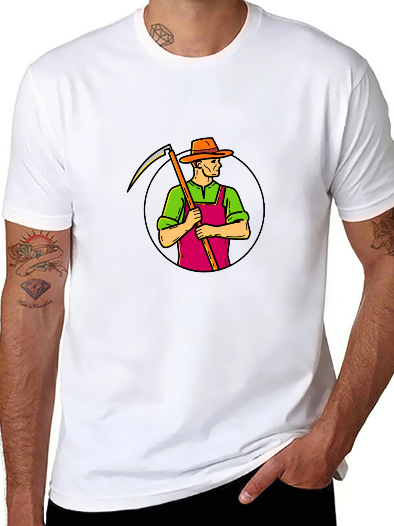 Scythe Farmer Graphic T-Shirt - Black Cotton Tee