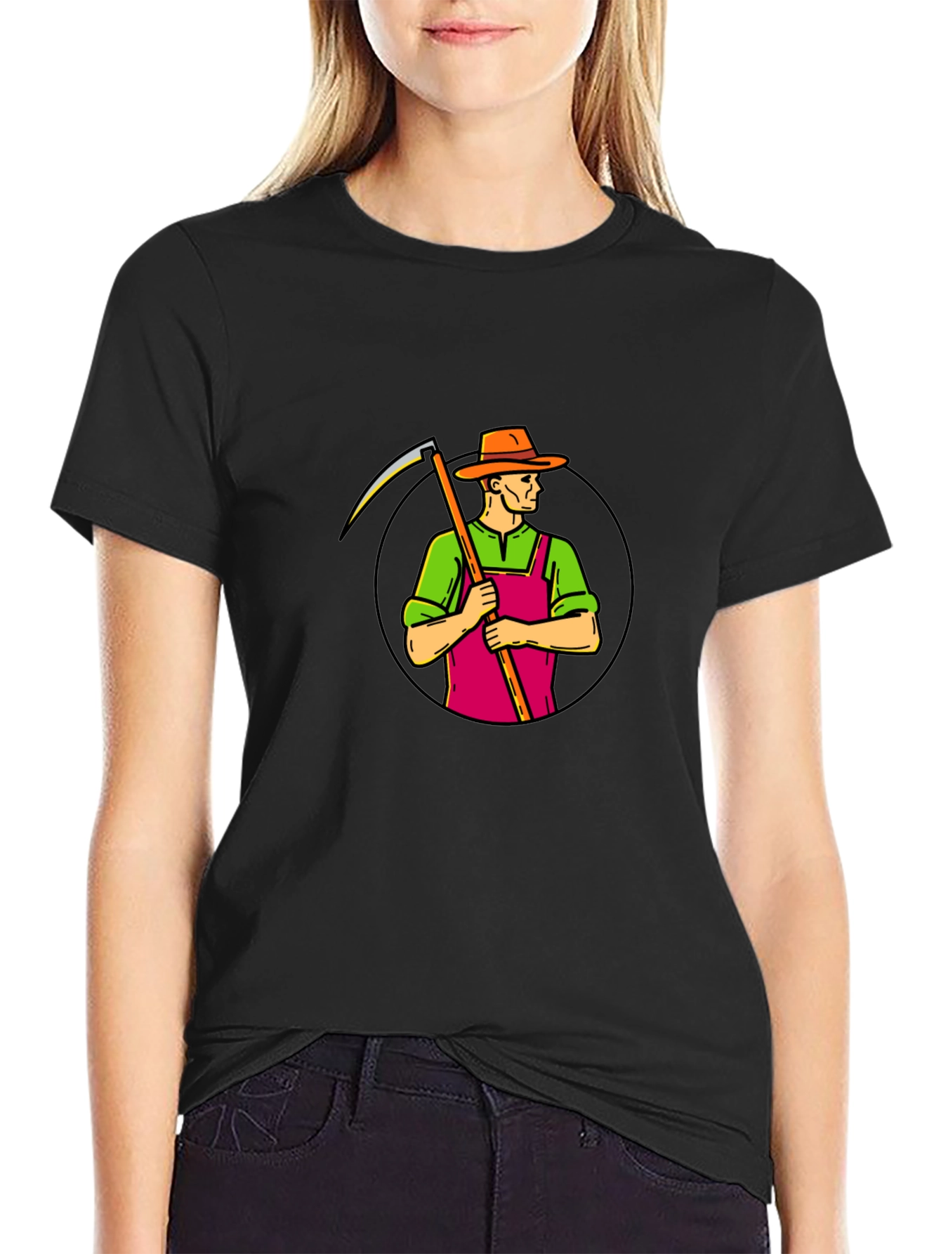 Scythe Farmer Graphic T-Shirt - Black Cotton Tee