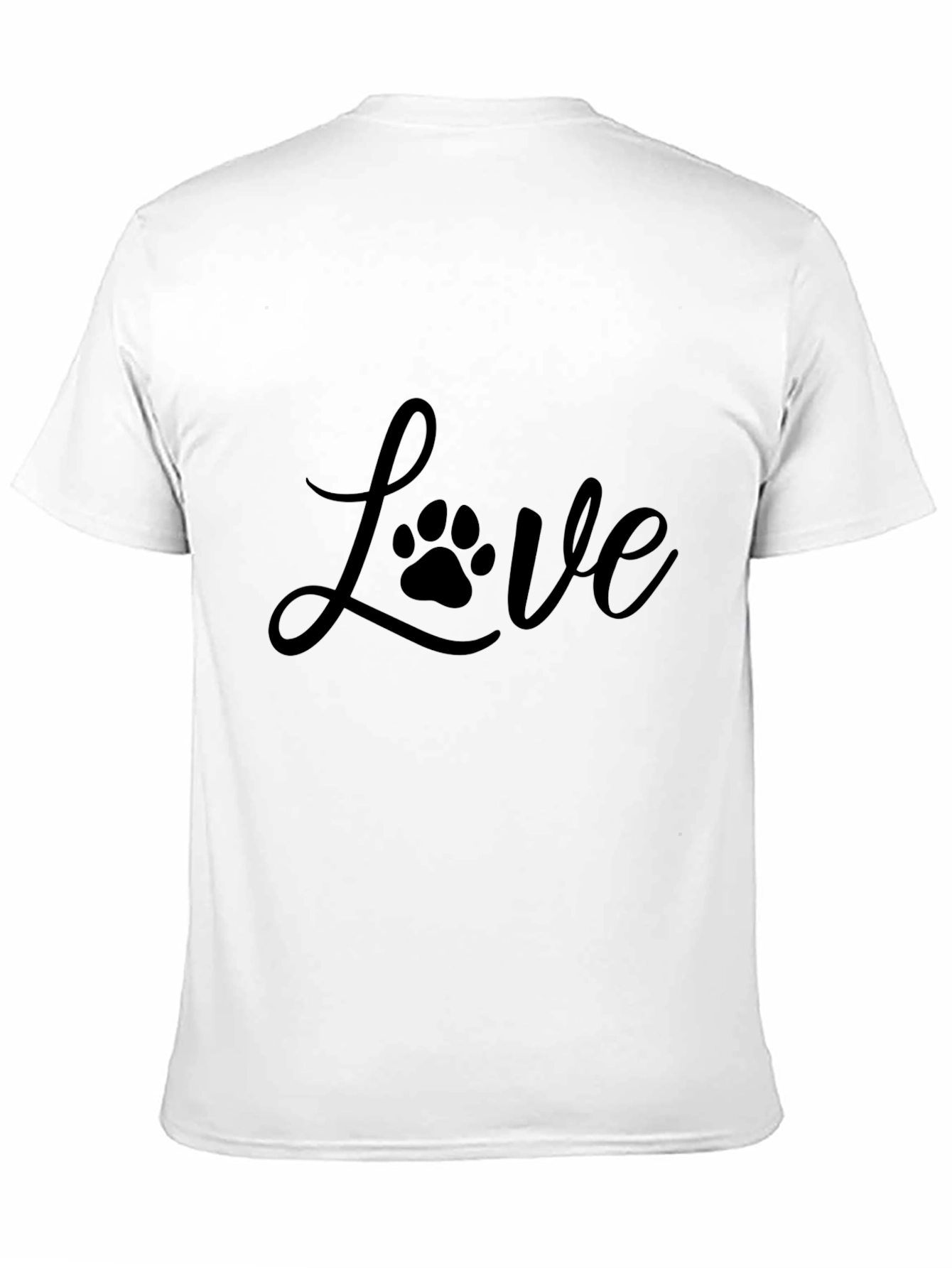 Love Paw Print Graphic Tee - Casual Black T-Shirt