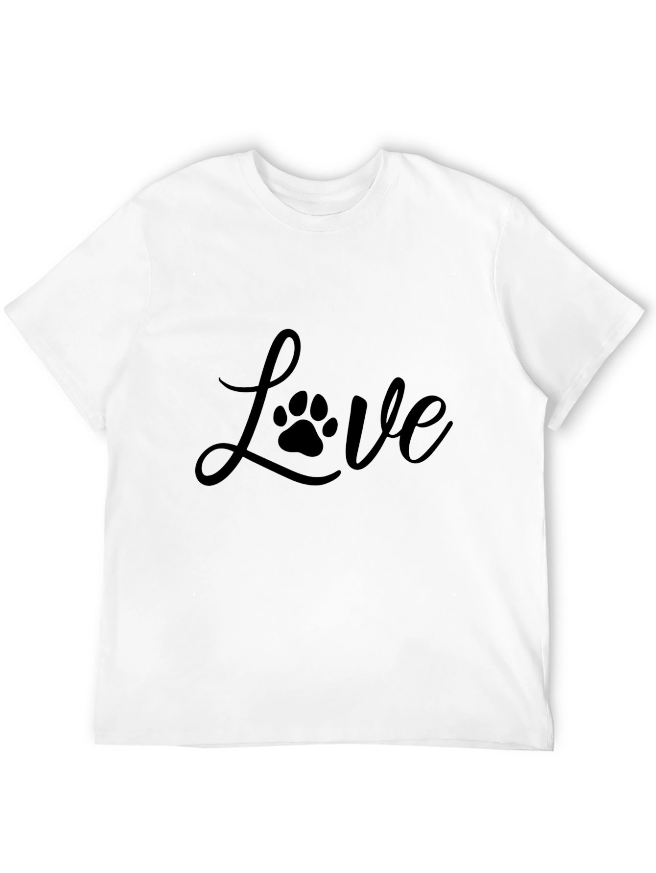 Love Paw Print Graphic Tee - Casual Black T-Shirt