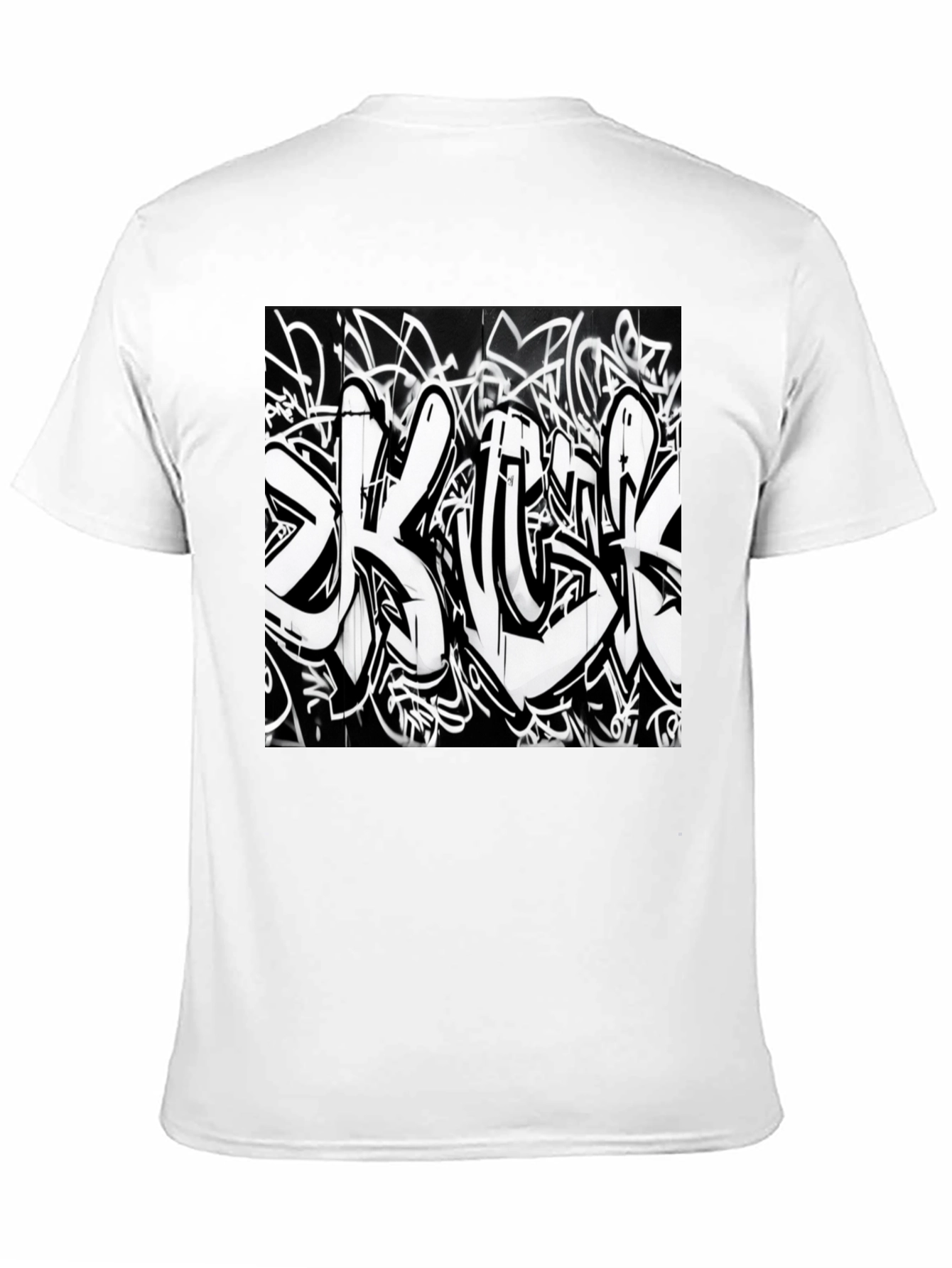 Black T-Shirt with Graffiti Print