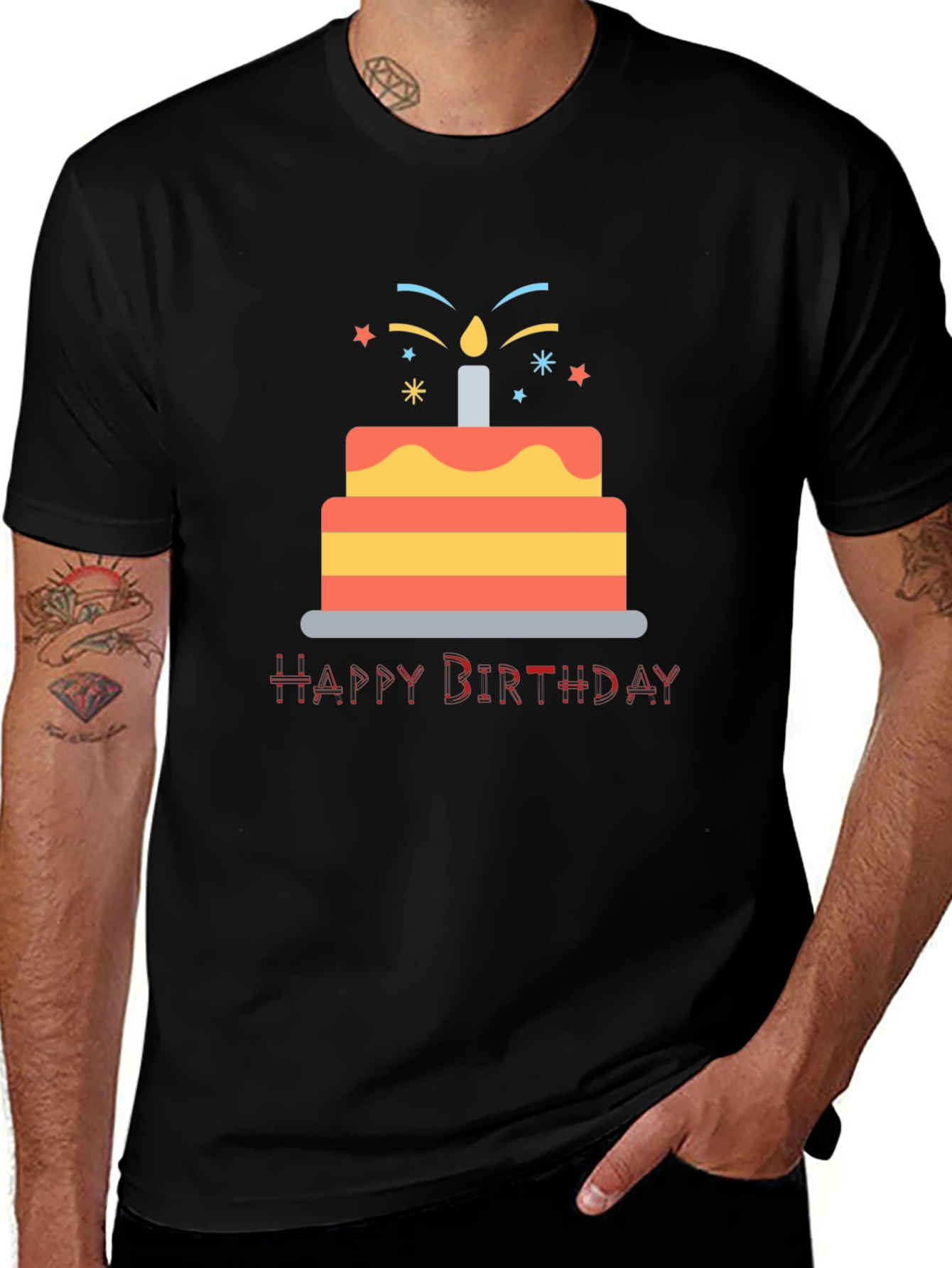 Happy Birthday Cake Graphic T-Shirt