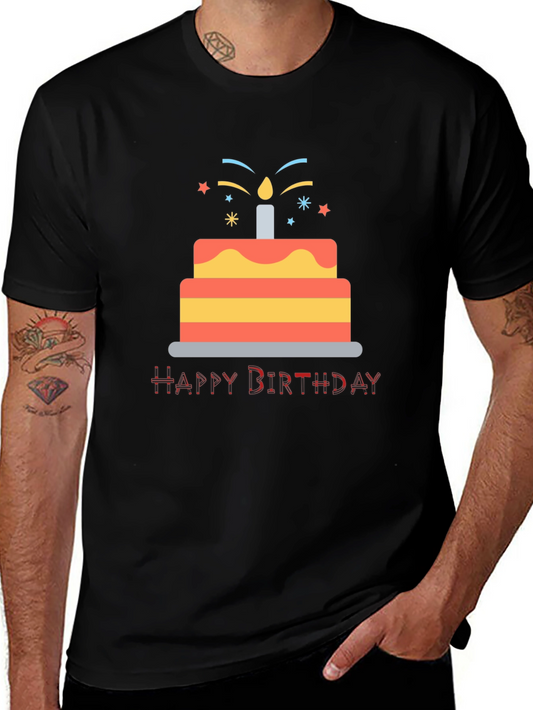 Happy Birthday Cake Graphic T-Shirt