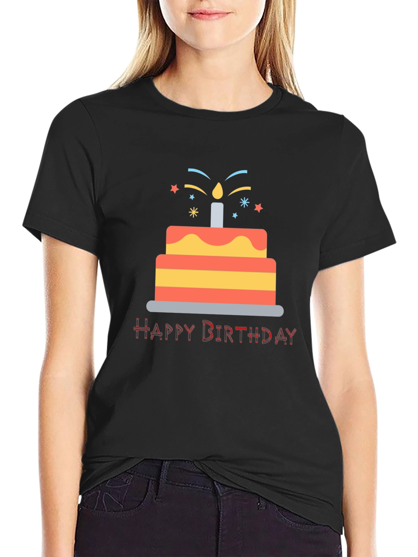 Happy Birthday Cake Graphic T-Shirt