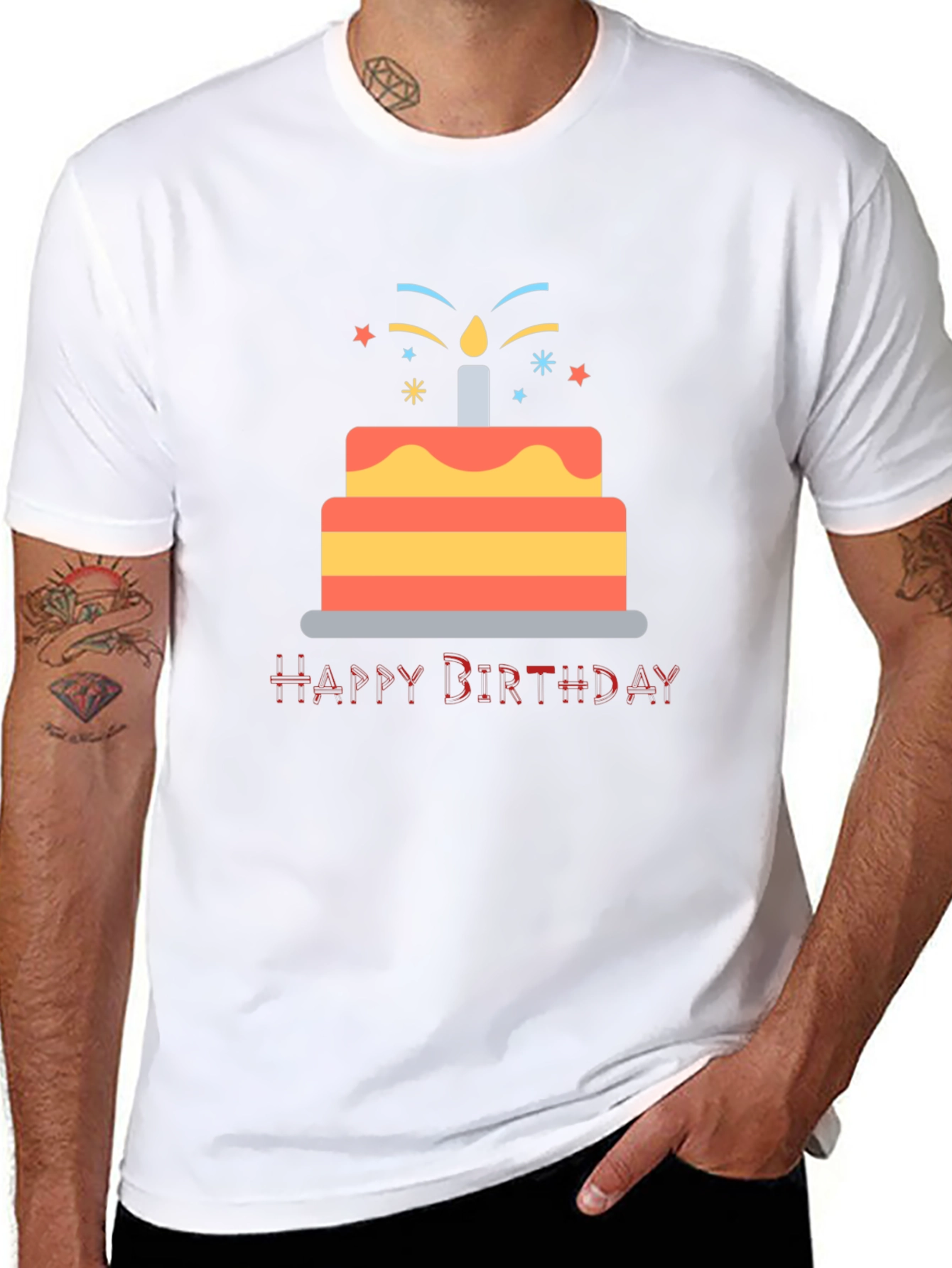 Happy Birthday Cake Graphic T-Shirt