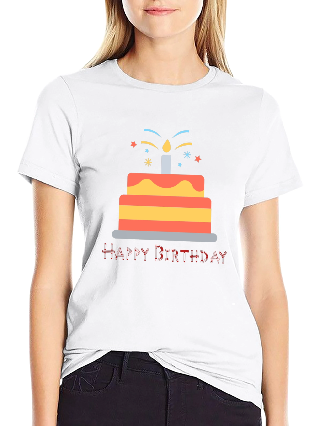 Happy Birthday Cake Graphic T-Shirt