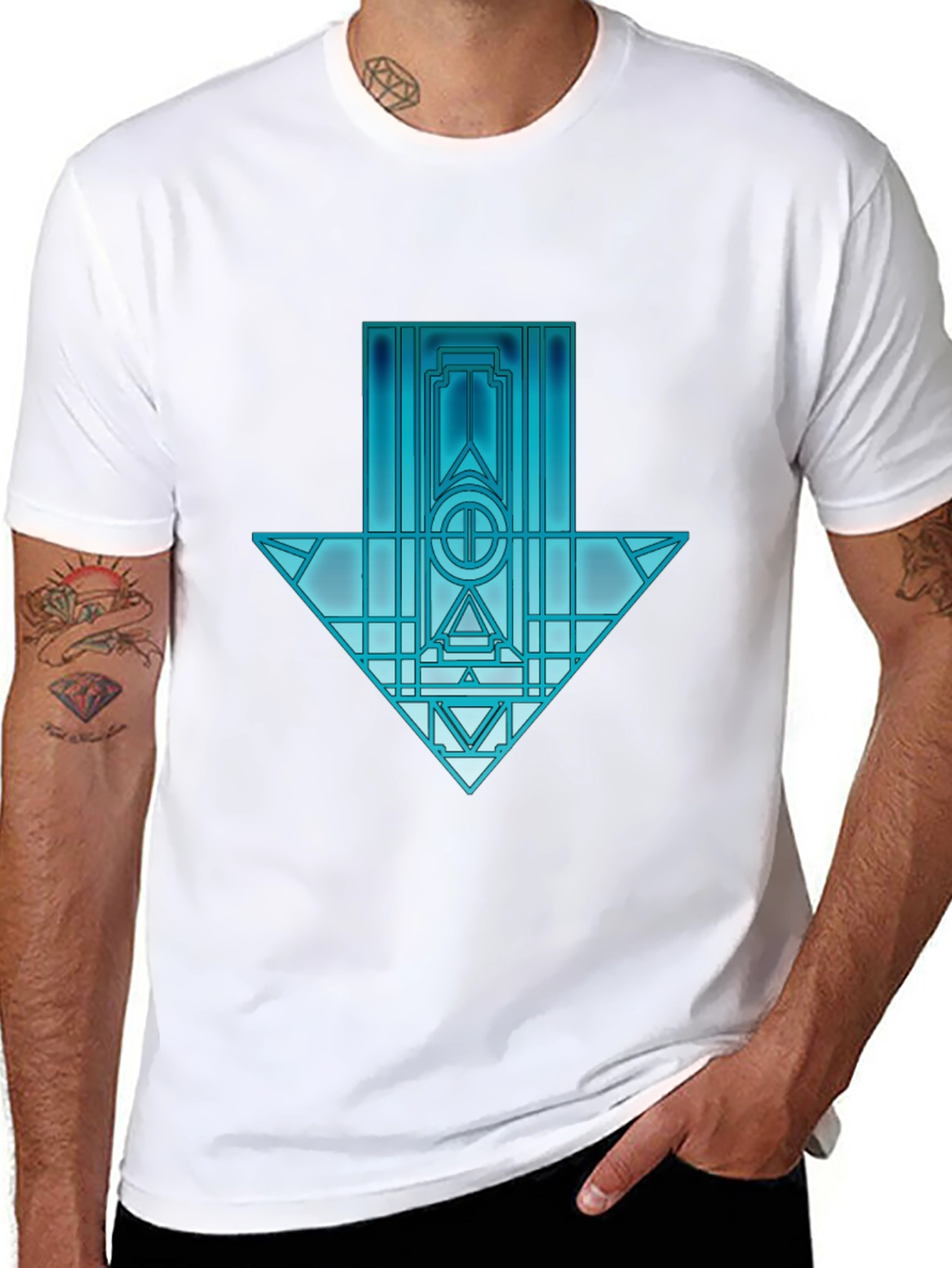 Geometric Arrow Graphic Tee - Unisex Black T-Shirt