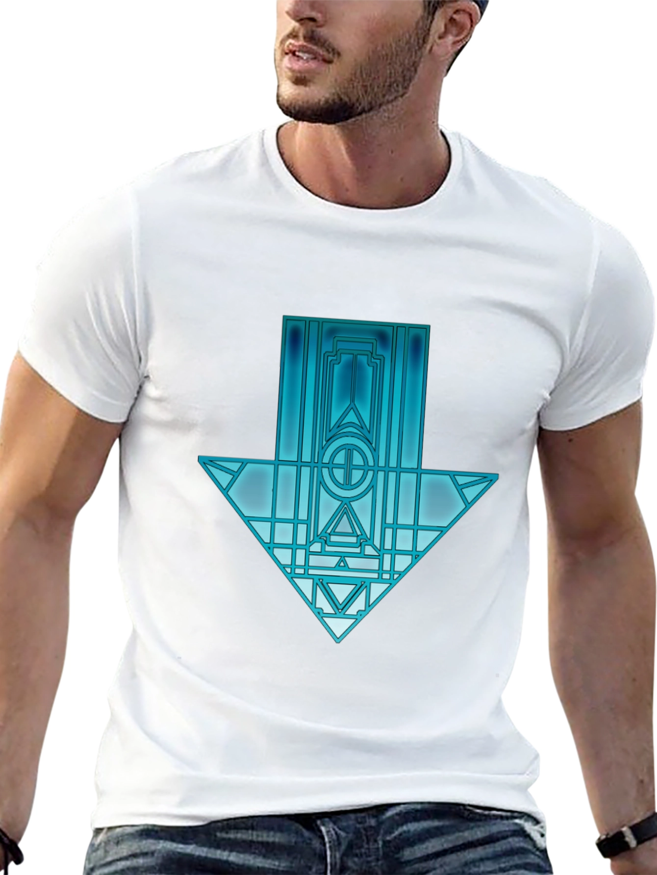 Geometric Arrow Graphic Tee - Unisex Black T-Shirt