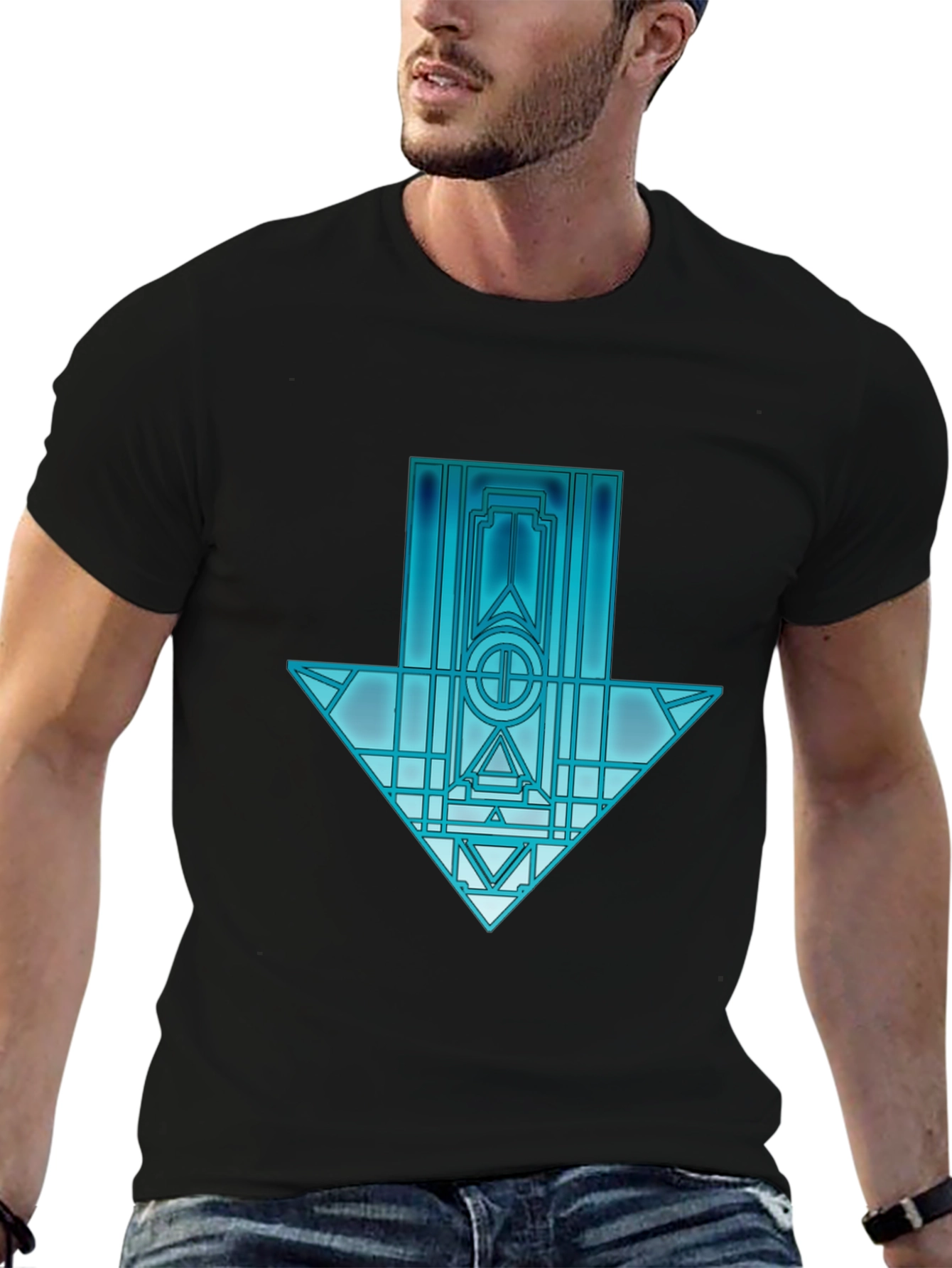 Geometric Arrow Graphic Tee - Unisex Black T-Shirt
