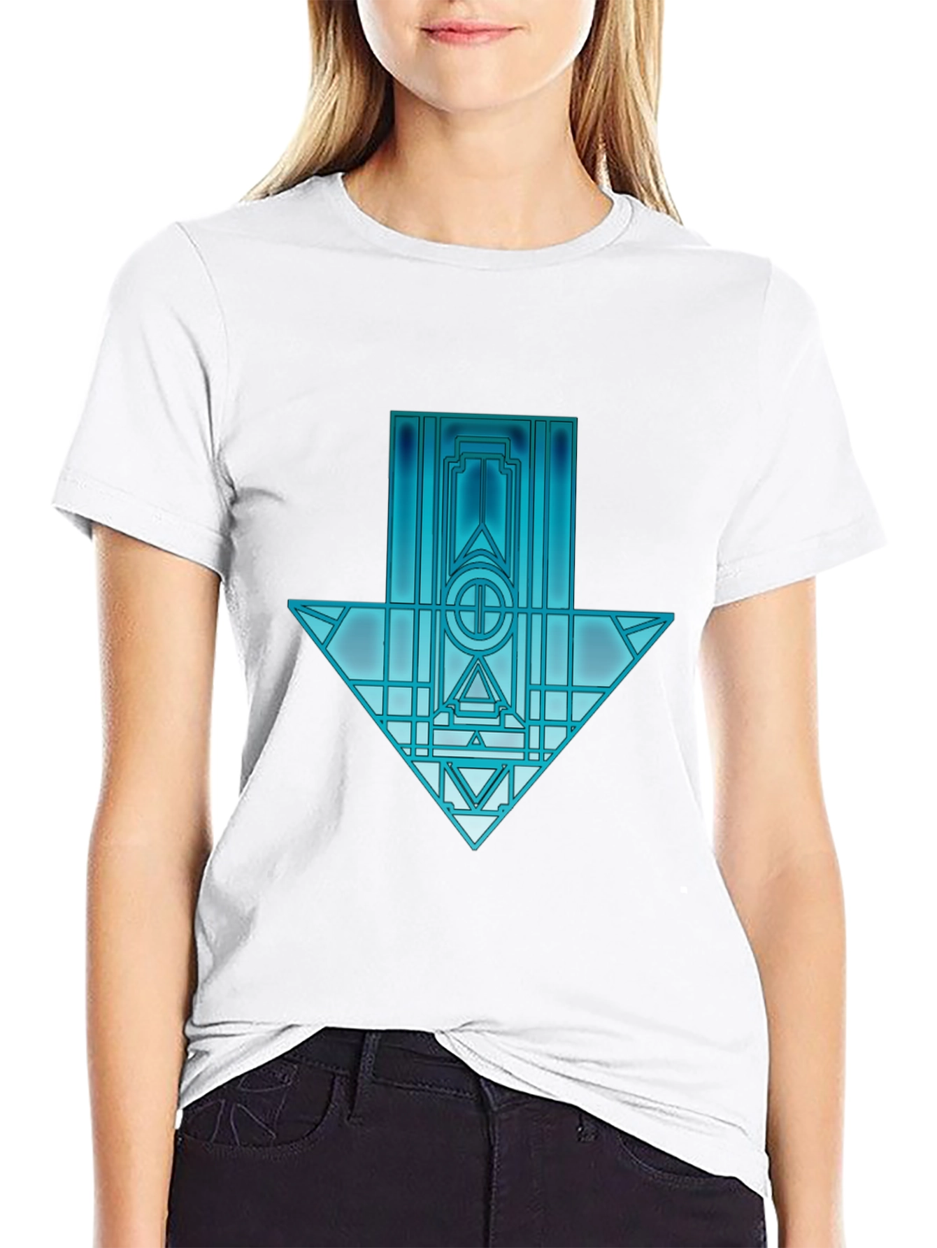 Geometric Arrow Graphic Tee - Unisex Black T-Shirt