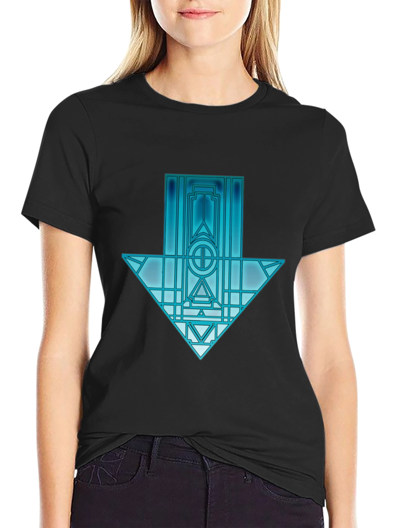 Geometric Arrow Graphic Tee - Unisex Black T-Shirt
