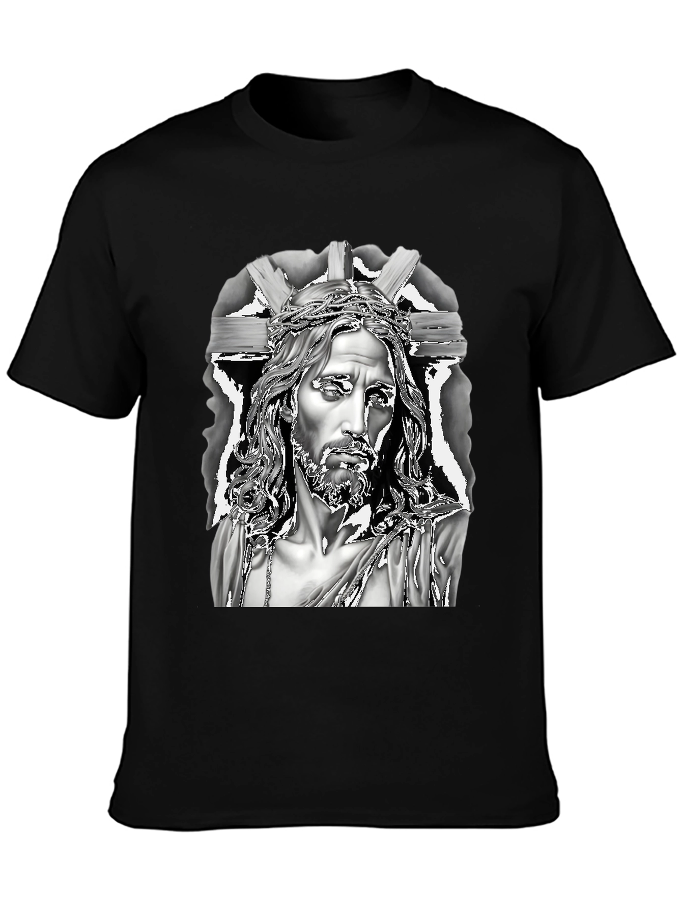 Jesus Graphic Print Black T-Shirt