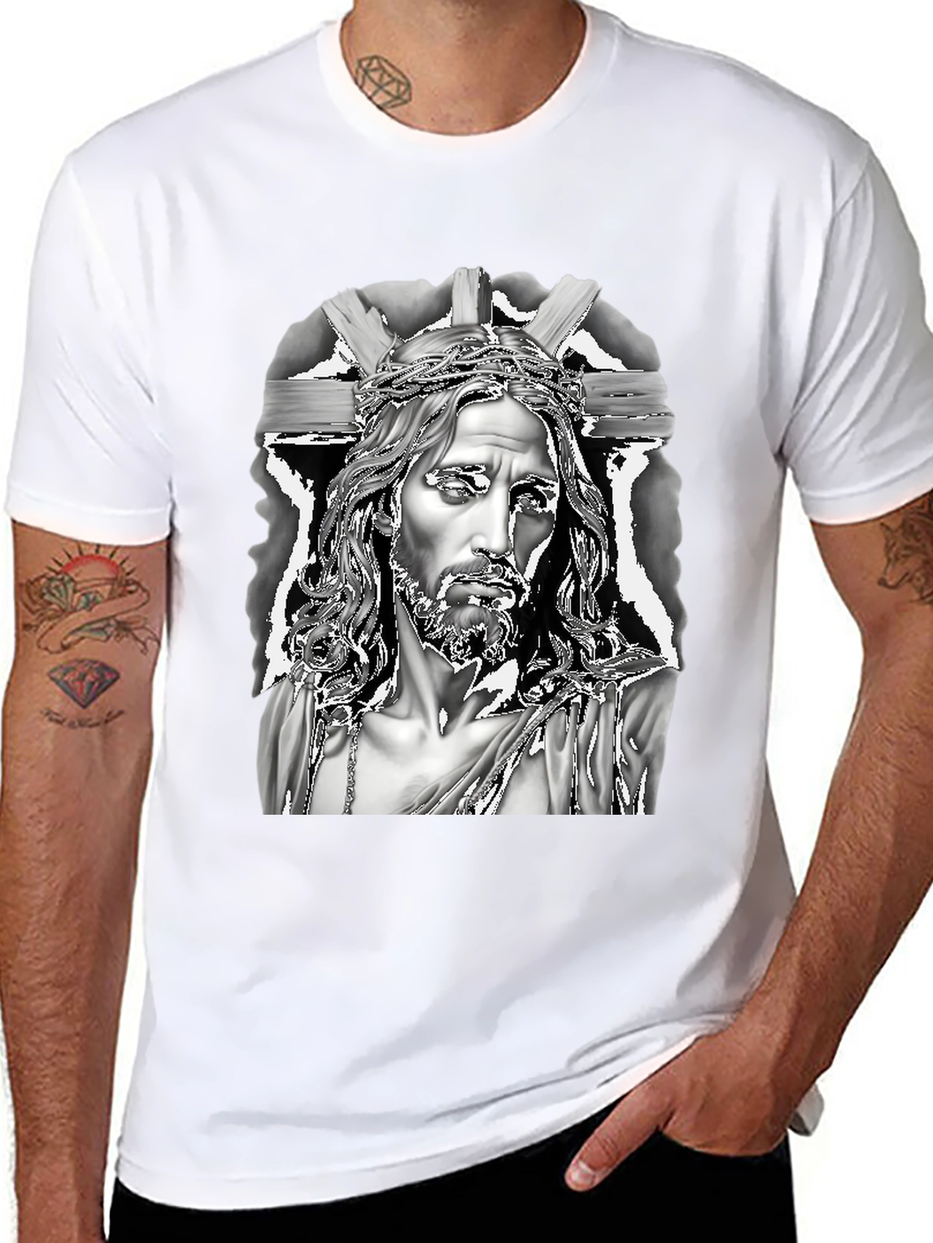 Jesus Graphic Print Black T-Shirt