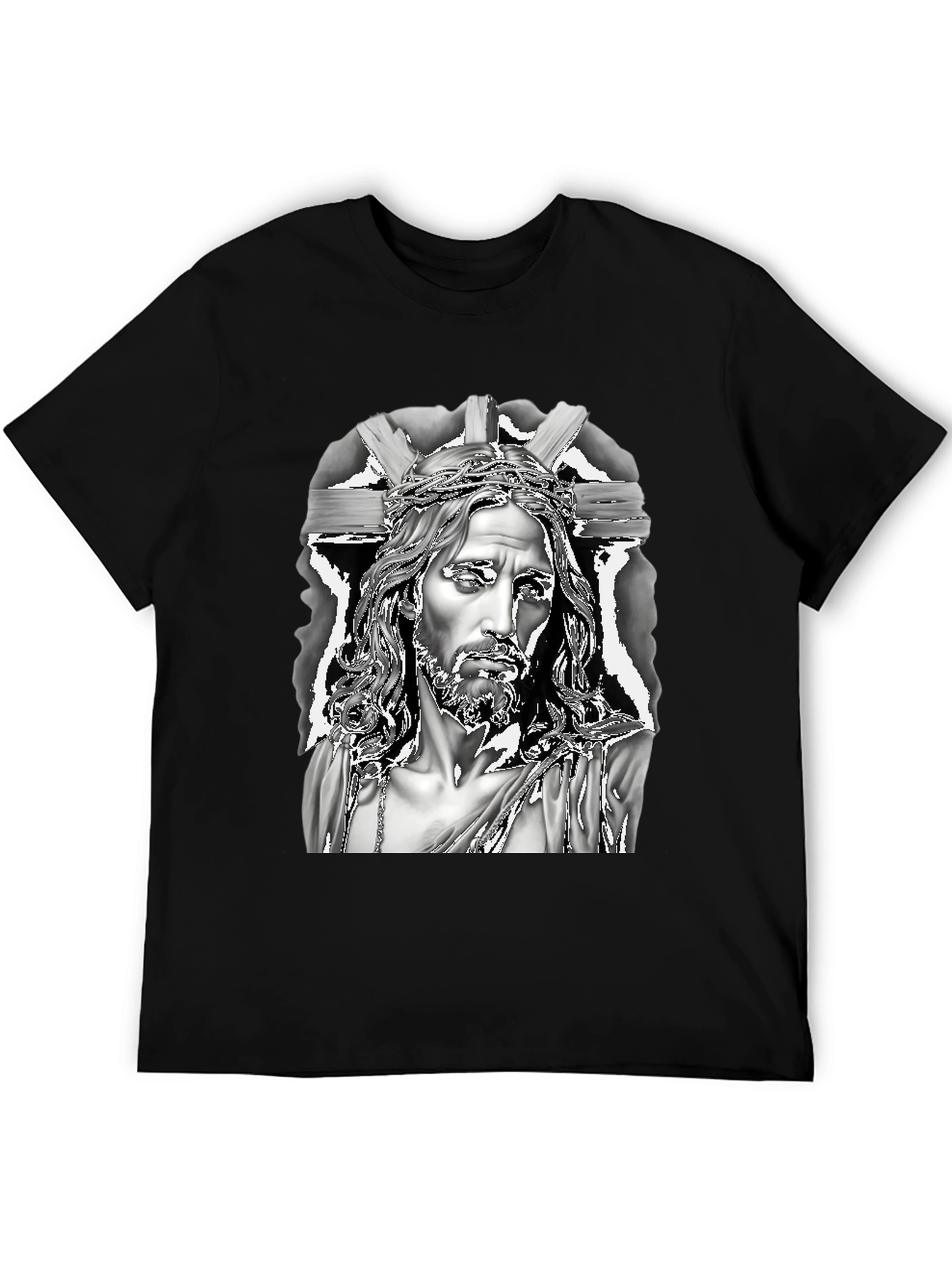 Jesus Graphic Print Black T-Shirt