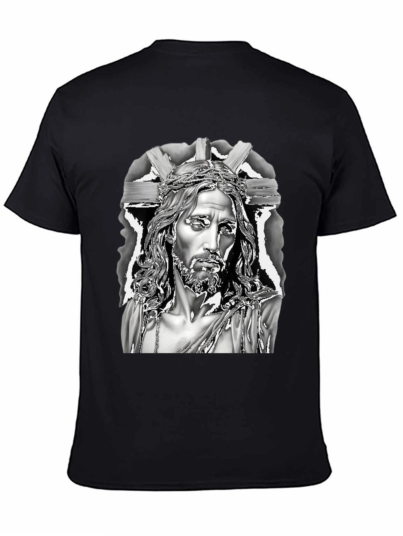 Jesus Graphic Print Black T-Shirt