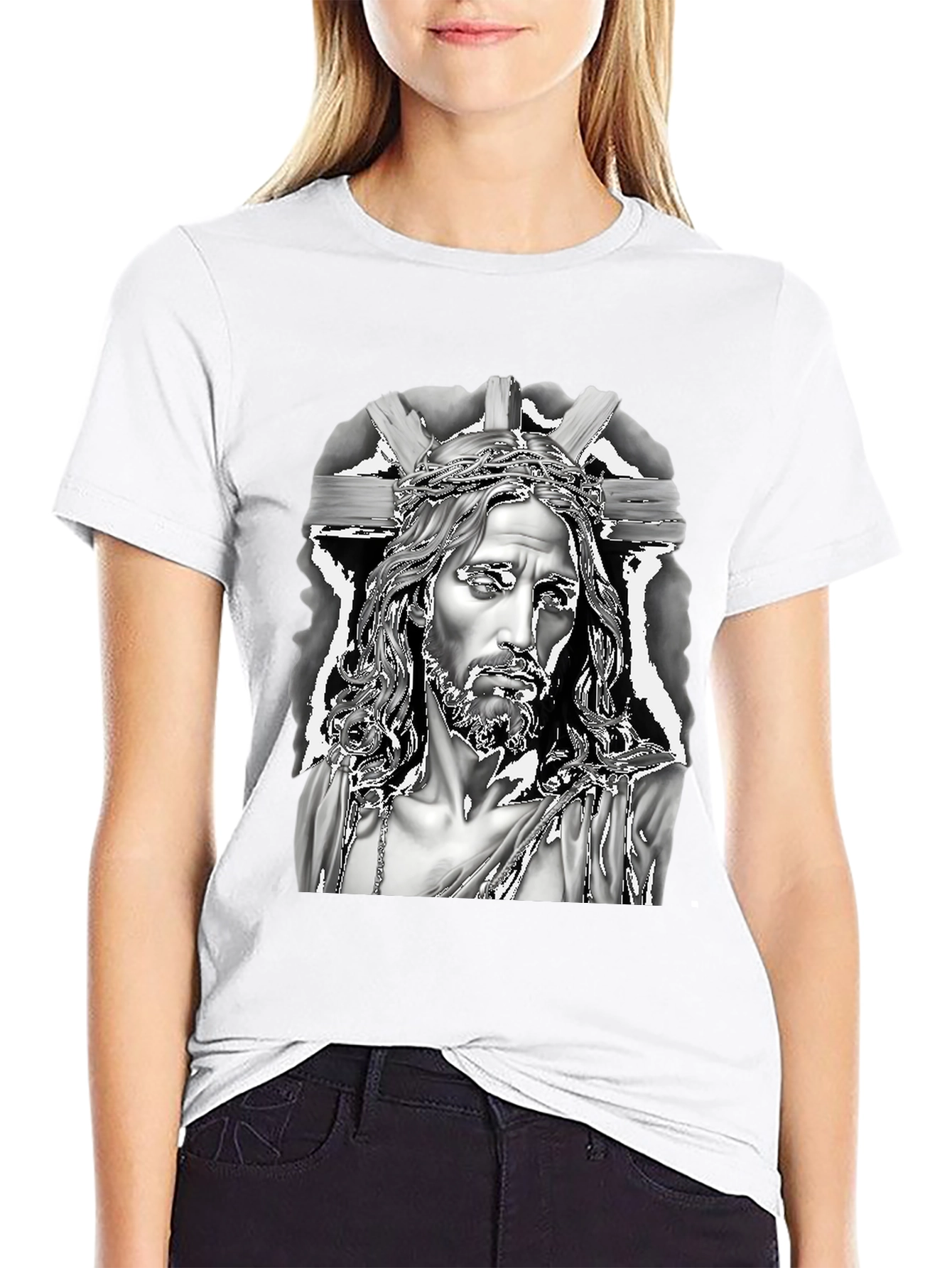 Jesus Graphic Print Black T-Shirt
