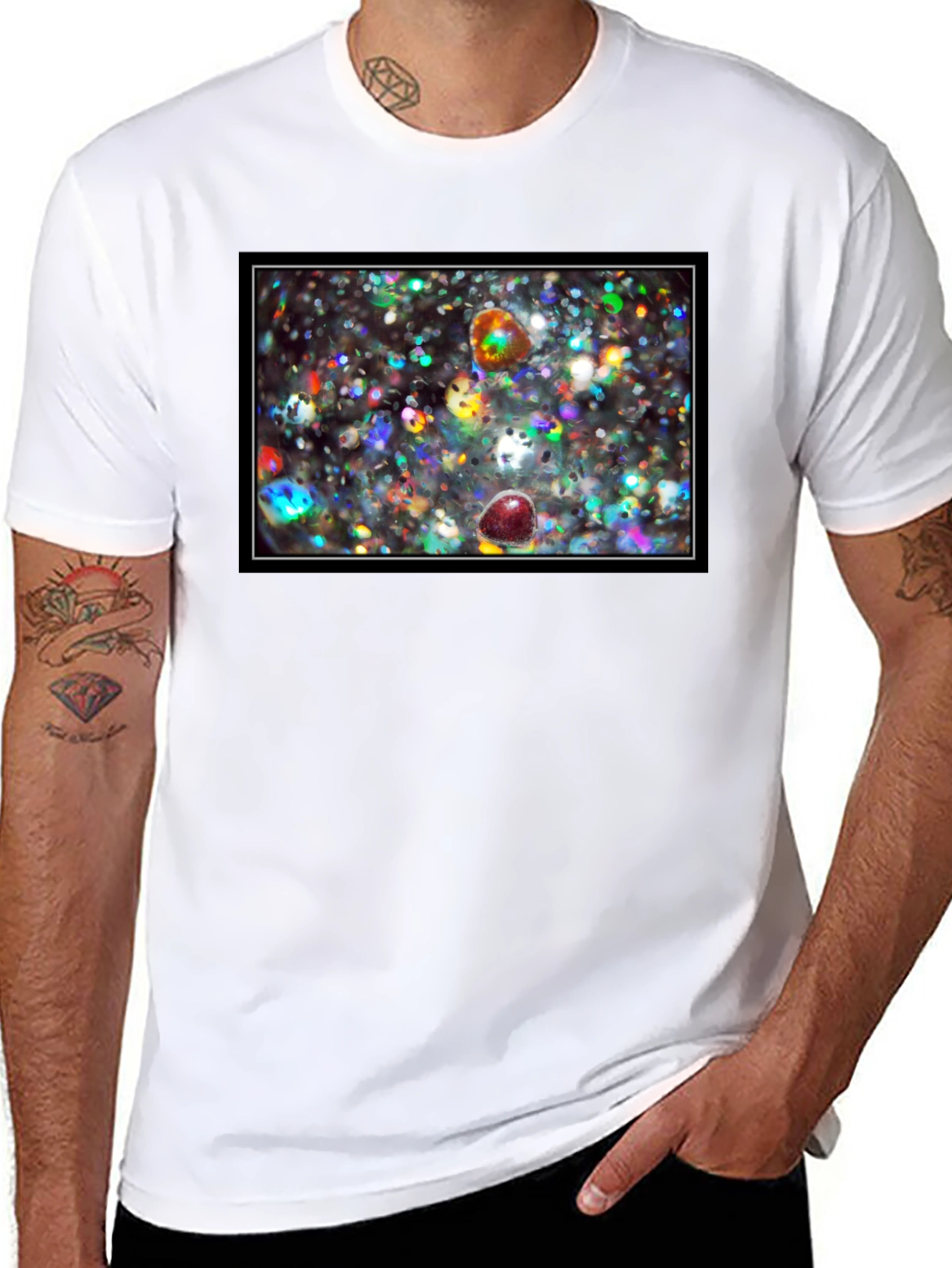 Sparkling Abstract Graphic Black T-Shirt