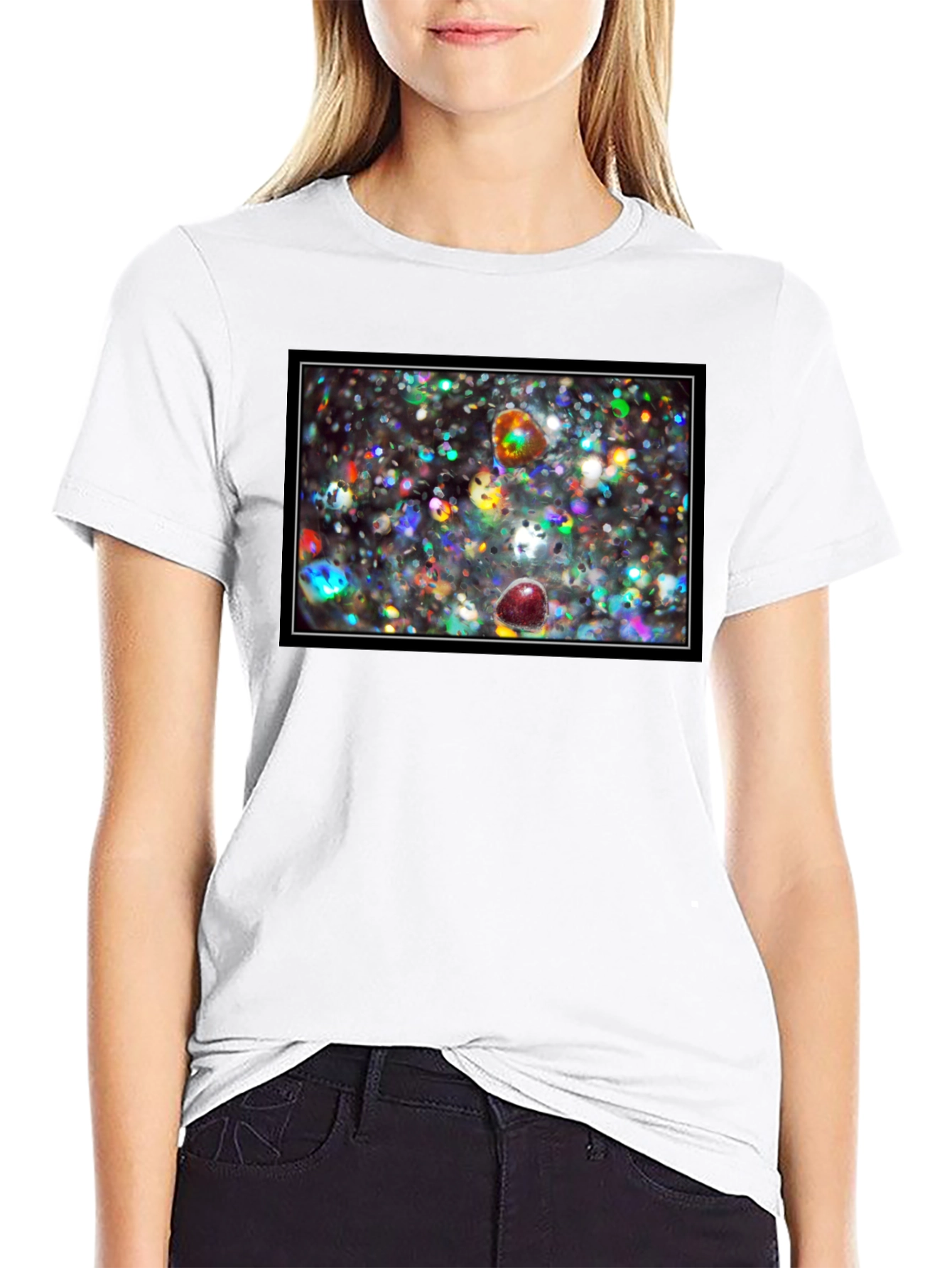 Sparkling Abstract Graphic Black T-Shirt
