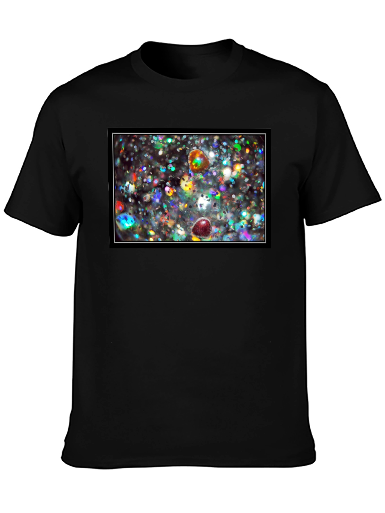Sparkling Abstract Graphic Black T-Shirt