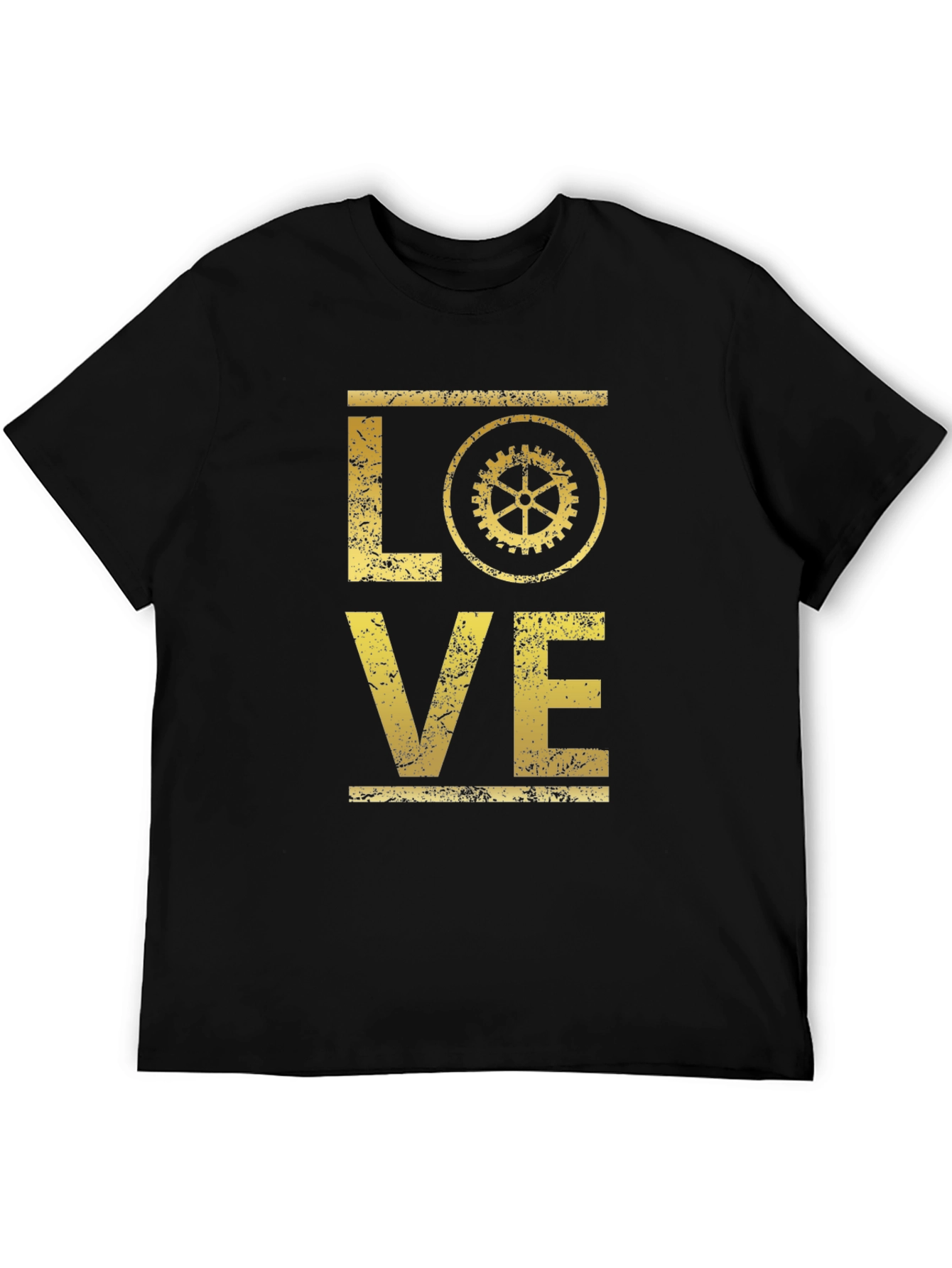 Steampunk Love Graphic T-Shirt - Distressed Gold Print