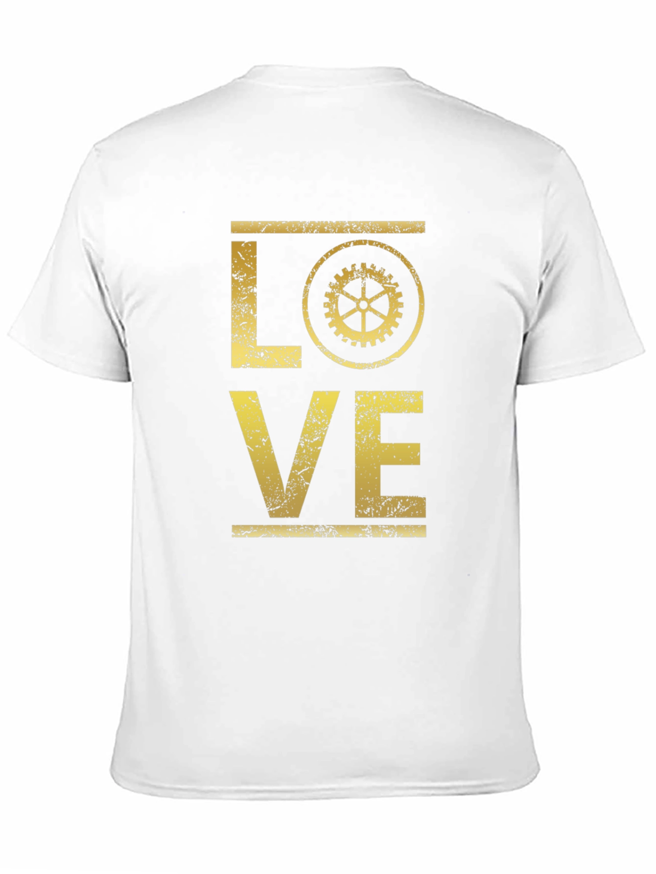 Steampunk Love Graphic T-Shirt - Distressed Gold Print