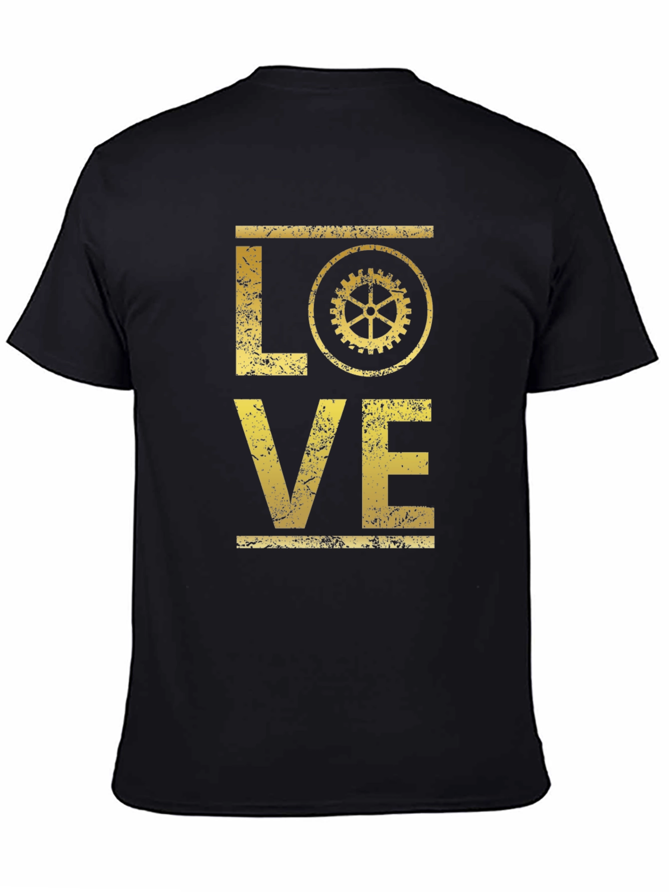 Steampunk Love Graphic T-Shirt - Distressed Gold Print