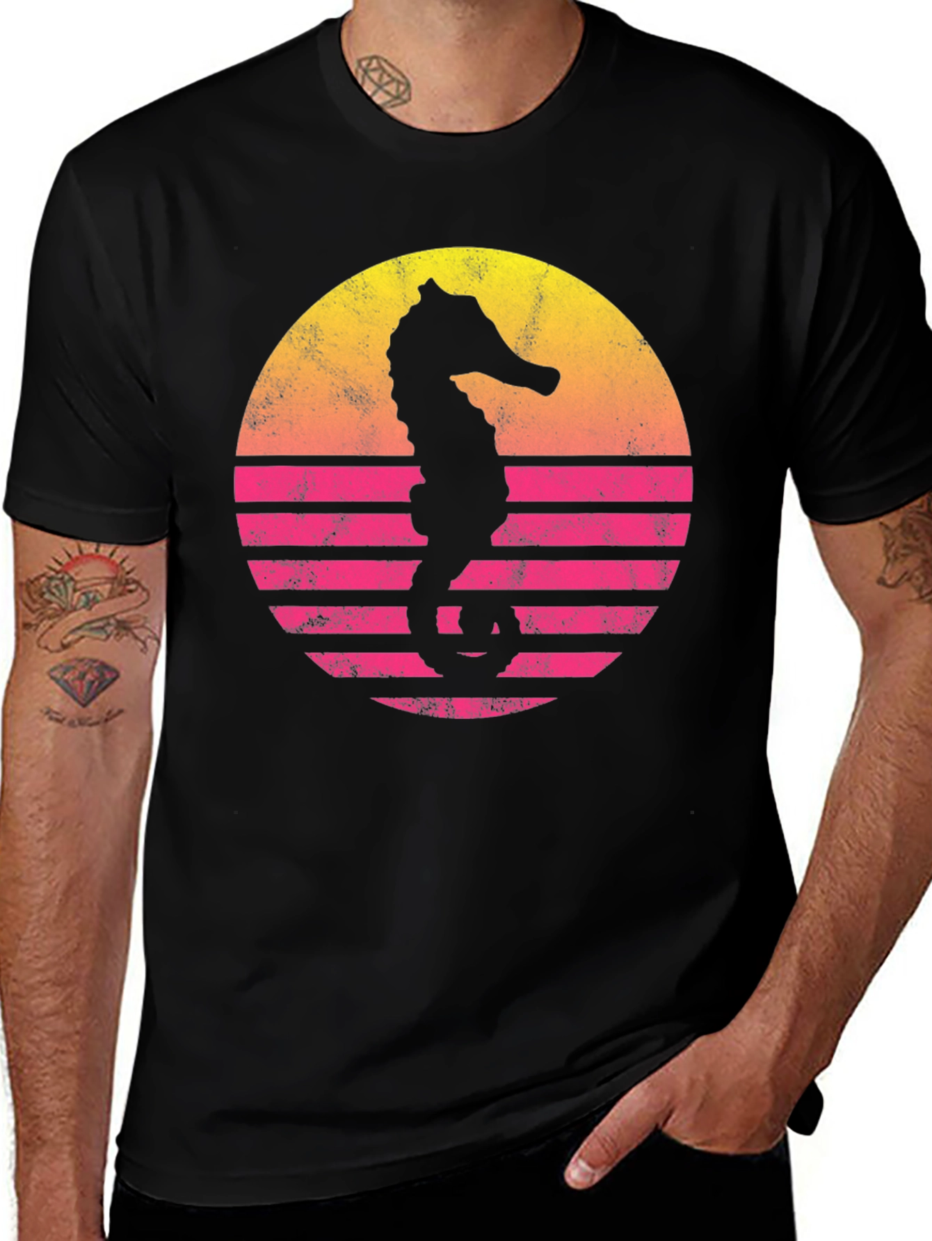 Retro Sunset Seahorse T-Shirt