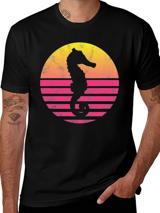 Retro Sunset Seahorse T-Shirt